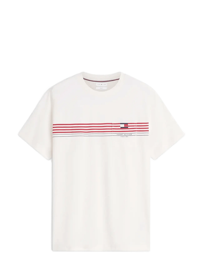 Tommy Hilfiger - RWB PLACED STRIPE REG TEE - kortærmede t-shirts - ivory petal - 1