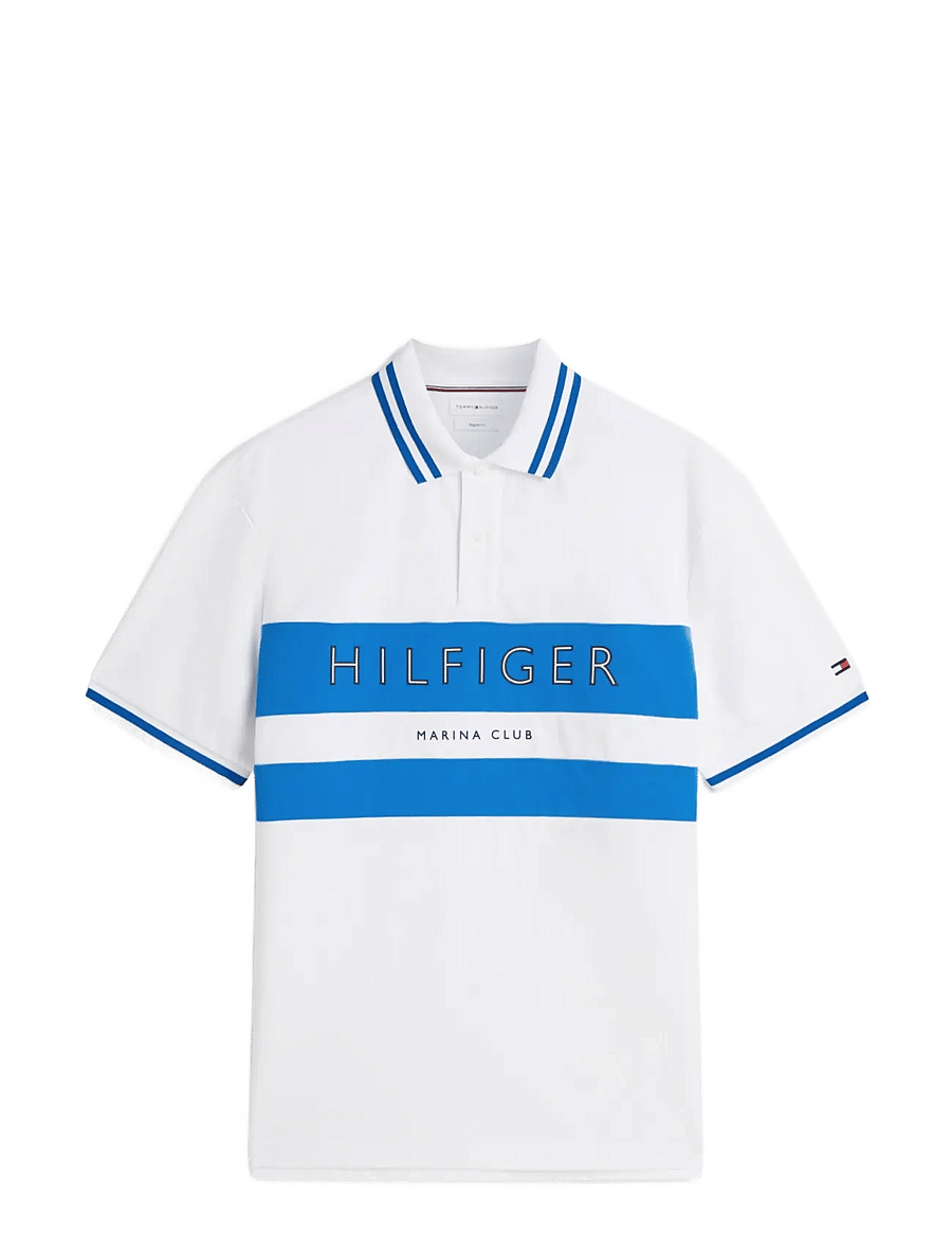 Tommy Hilfiger - ATH CHEST BRANDING REG POLO - lühikeste varrukatega polod - white liberty blue - 0