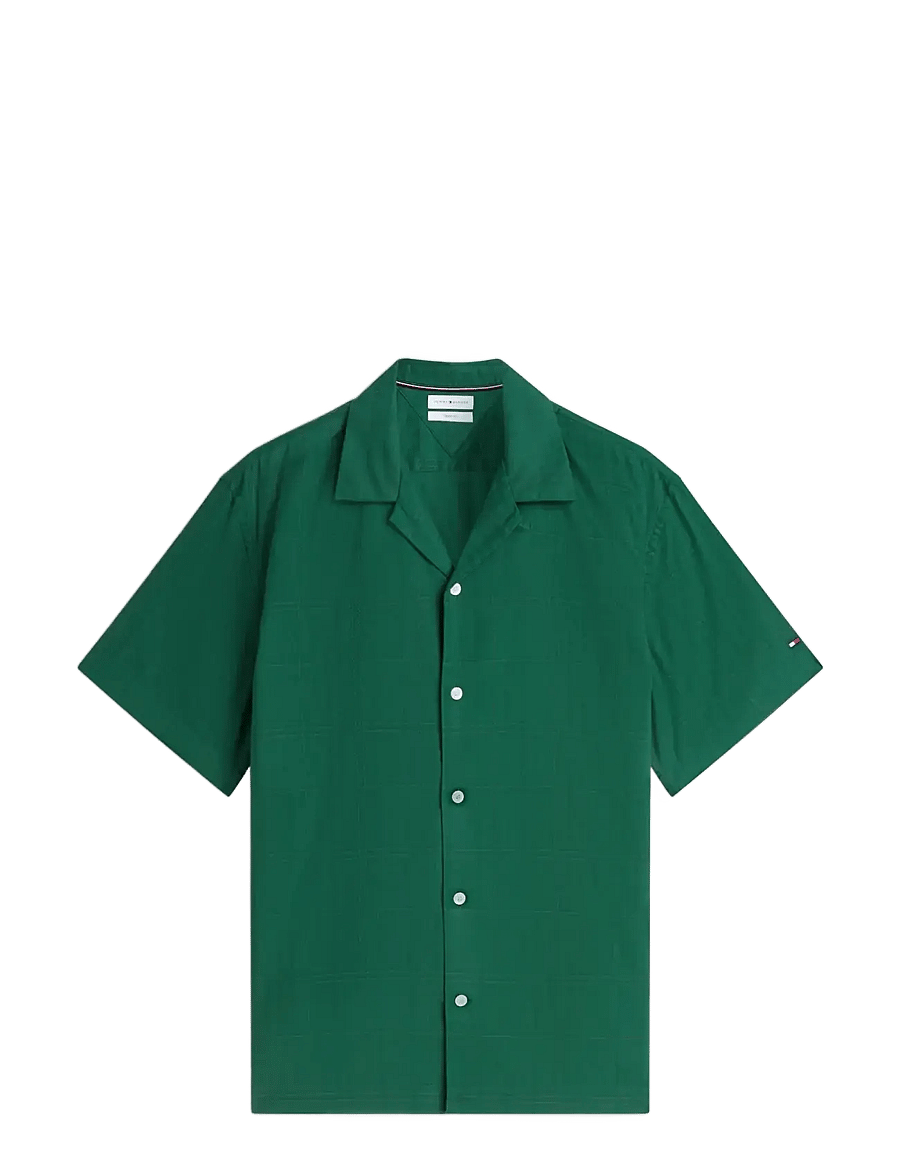 Tommy Hilfiger - OPEN STRUCTURE WINDOWPANE SHIRT - kortærmede skjorter - street green - 1