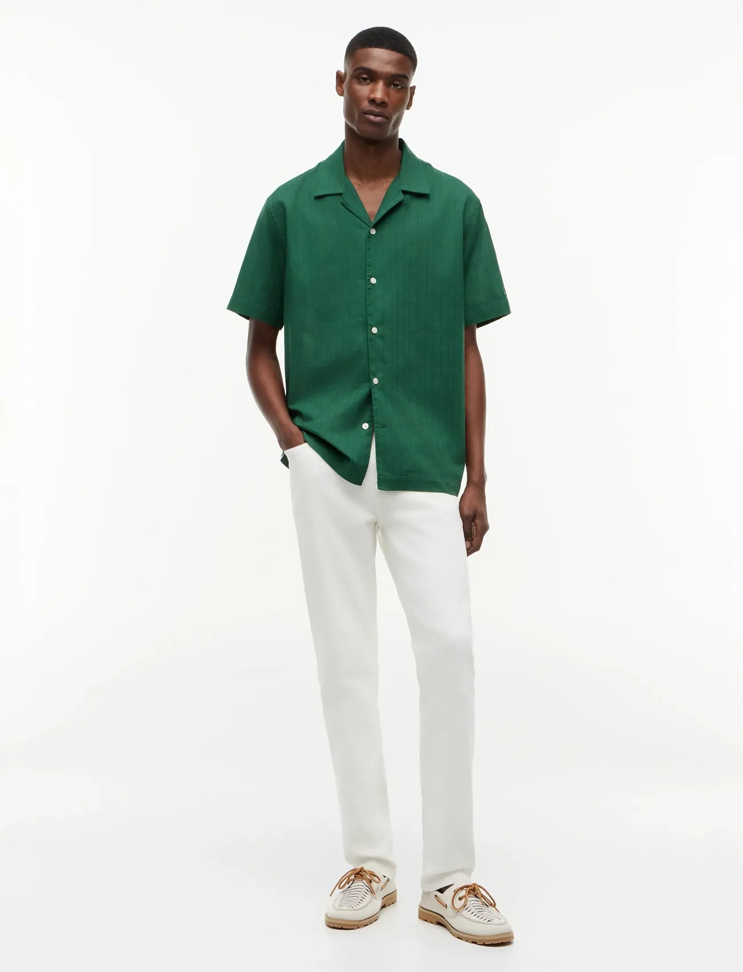 Tommy Hilfiger - OPEN STRUCTURE WINDOWPANE SHIRT - kortærmede skjorter - street green - 4