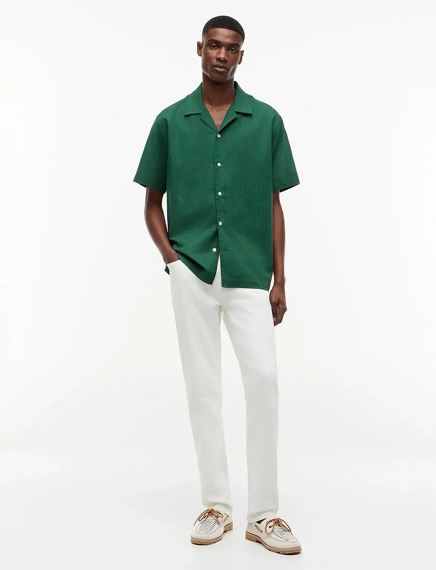 Tommy Hilfiger - OPEN STRUCTURE WINDOWPANE SHIRT - kortærmede skjorter - street green - 4
