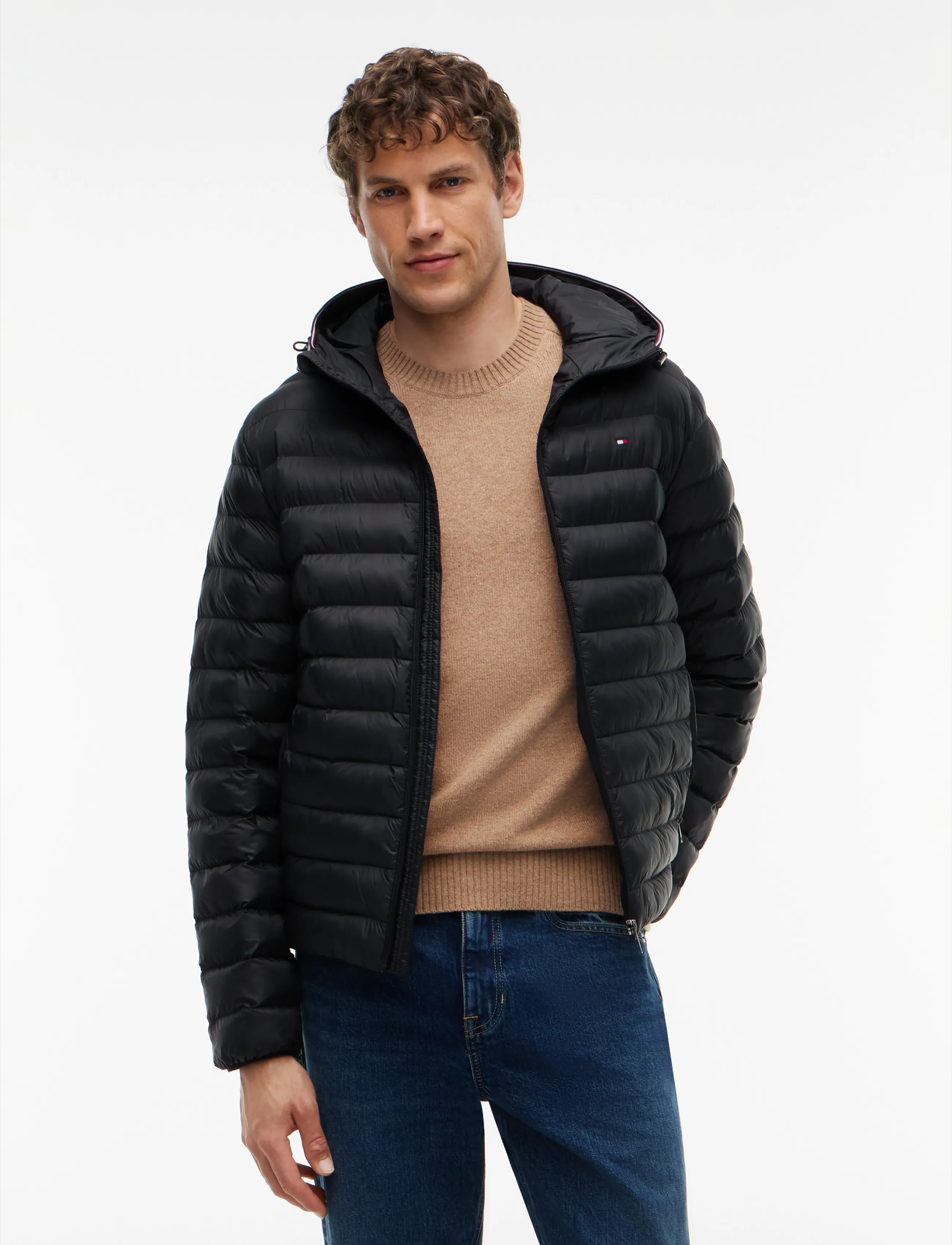 Tommy Hilfiger Packable Recycled Hooded Jacket, S, Jackets, Schwarz - Padded Männerswear