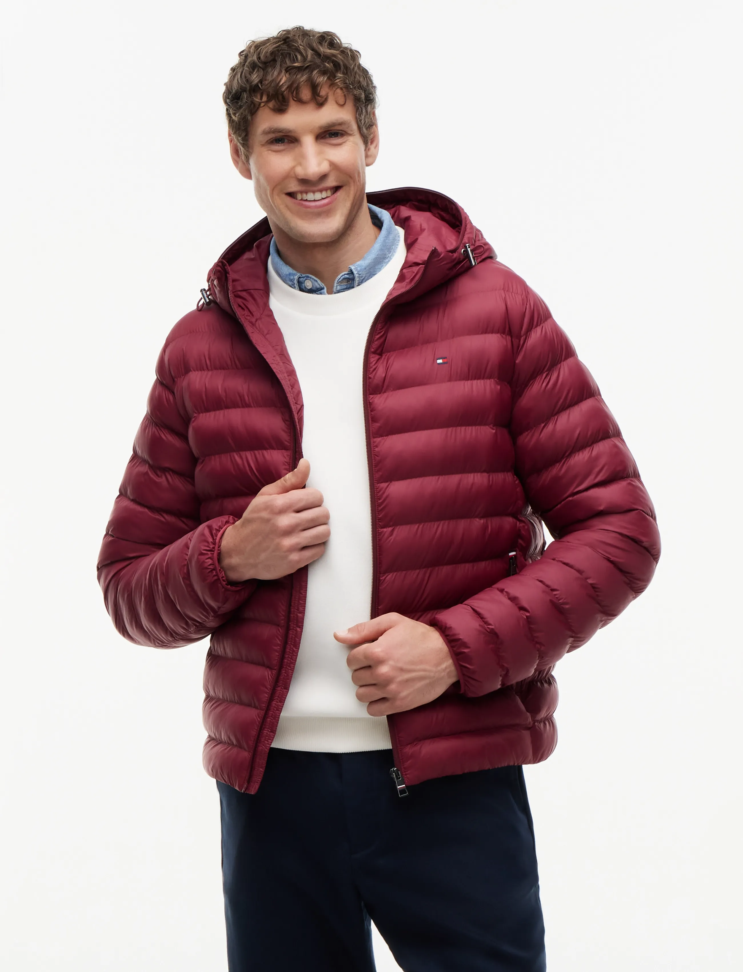 Tommy Hilfiger PACKABLE RECYCLED HOODED JACKET - Tøj - BURGUNDY / burgundy