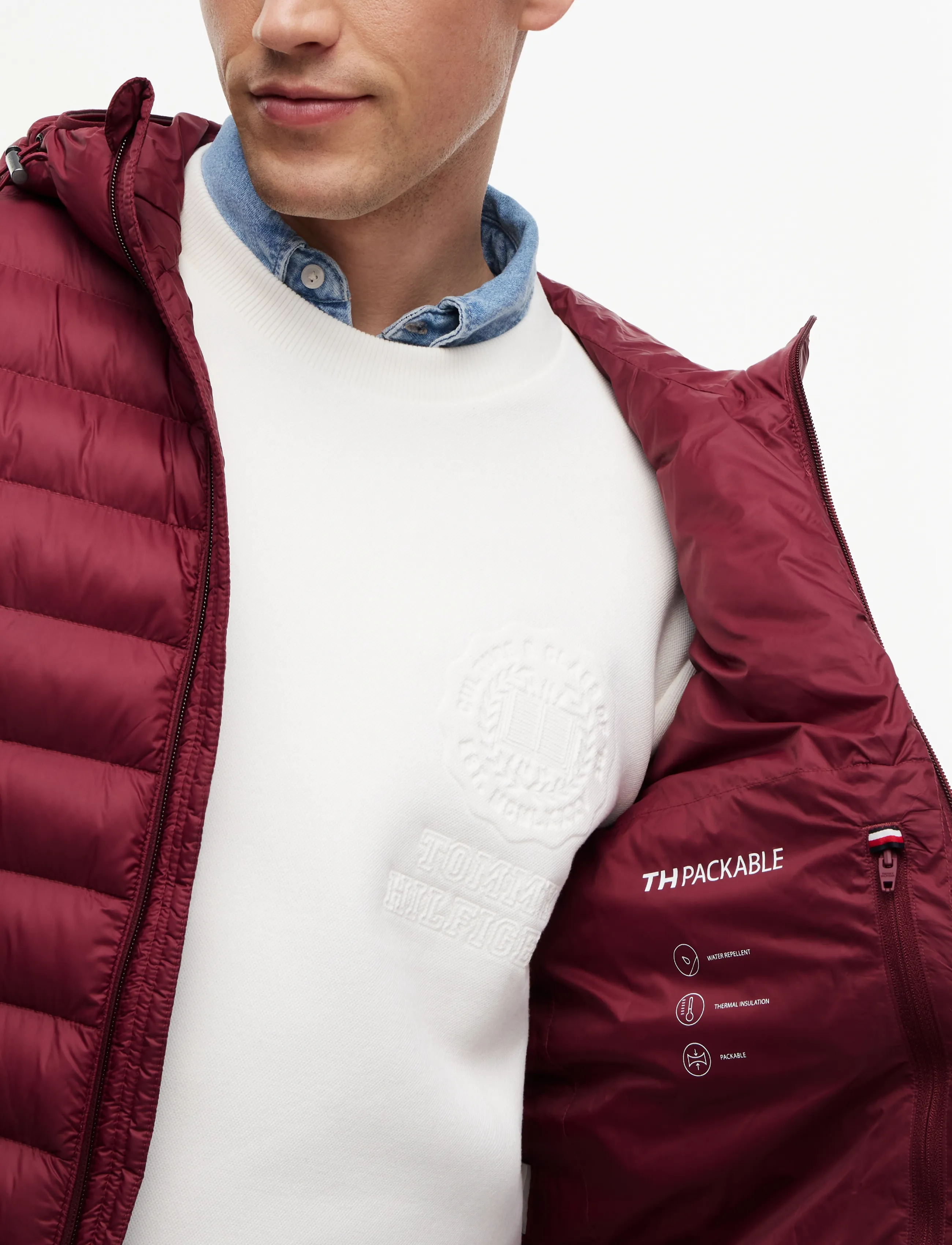 Tommy Hilfiger - PACKABLE RECYCLED HOODED JACKET - dunjakker - burgundy - 5