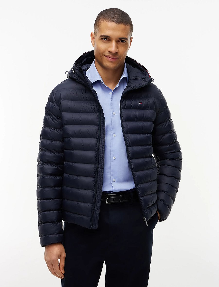 Tommy Hilfiger - PACKABLE RECYCLED HOODED JACKET - daunenjacken - navy blue - 0
