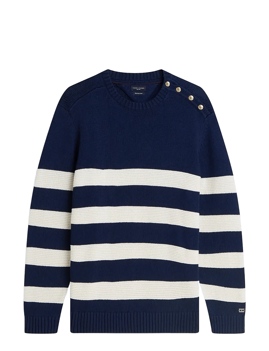 Tommy Hilfiger - DC BRETON STRIPE SWEATER - round necks - carbon navy ivory petal - 1