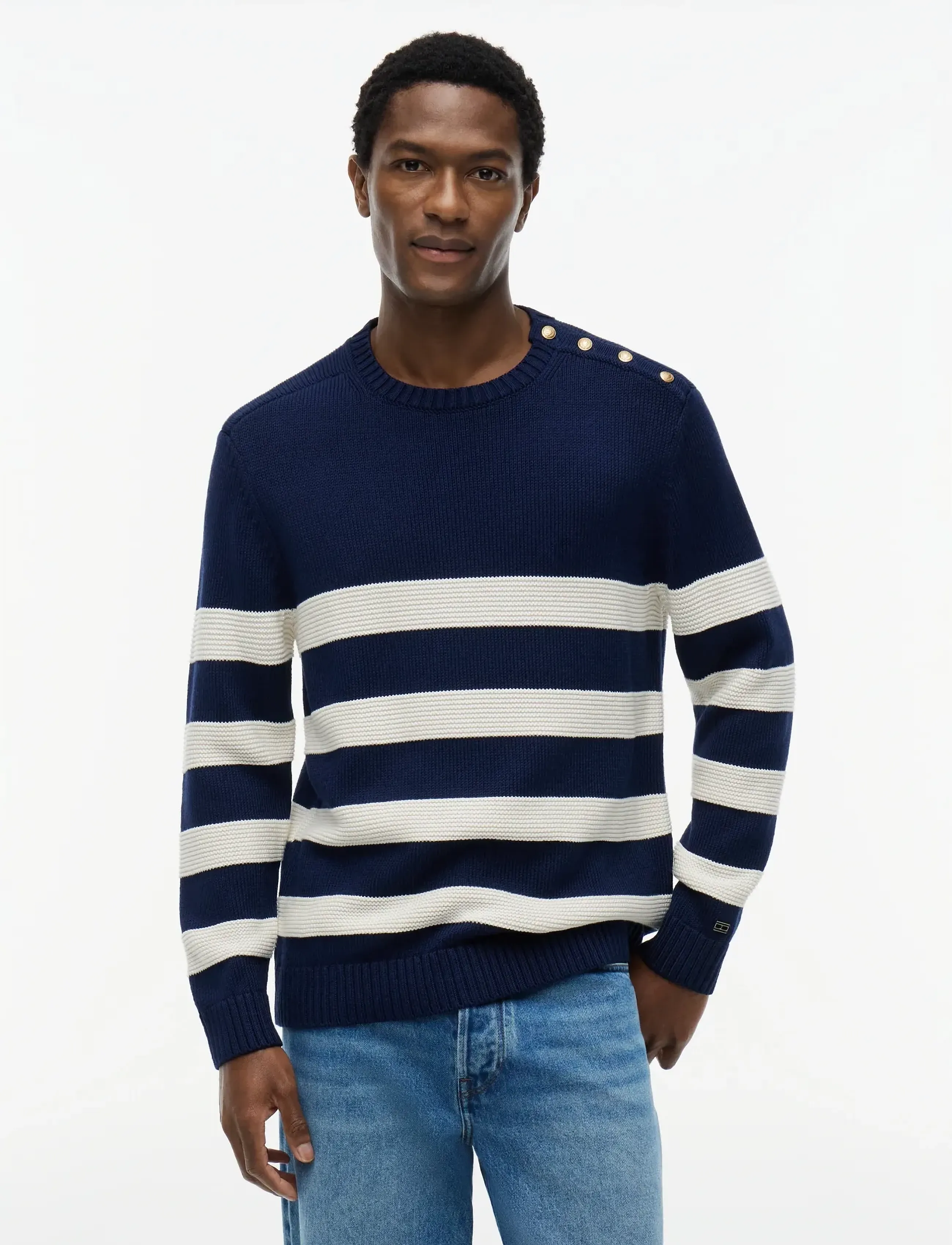 Tommy Hilfiger DC BRETON STRIPE SWEATER - Nach Stil kaufen - CARBON NAVY IVORY PETAL / navy