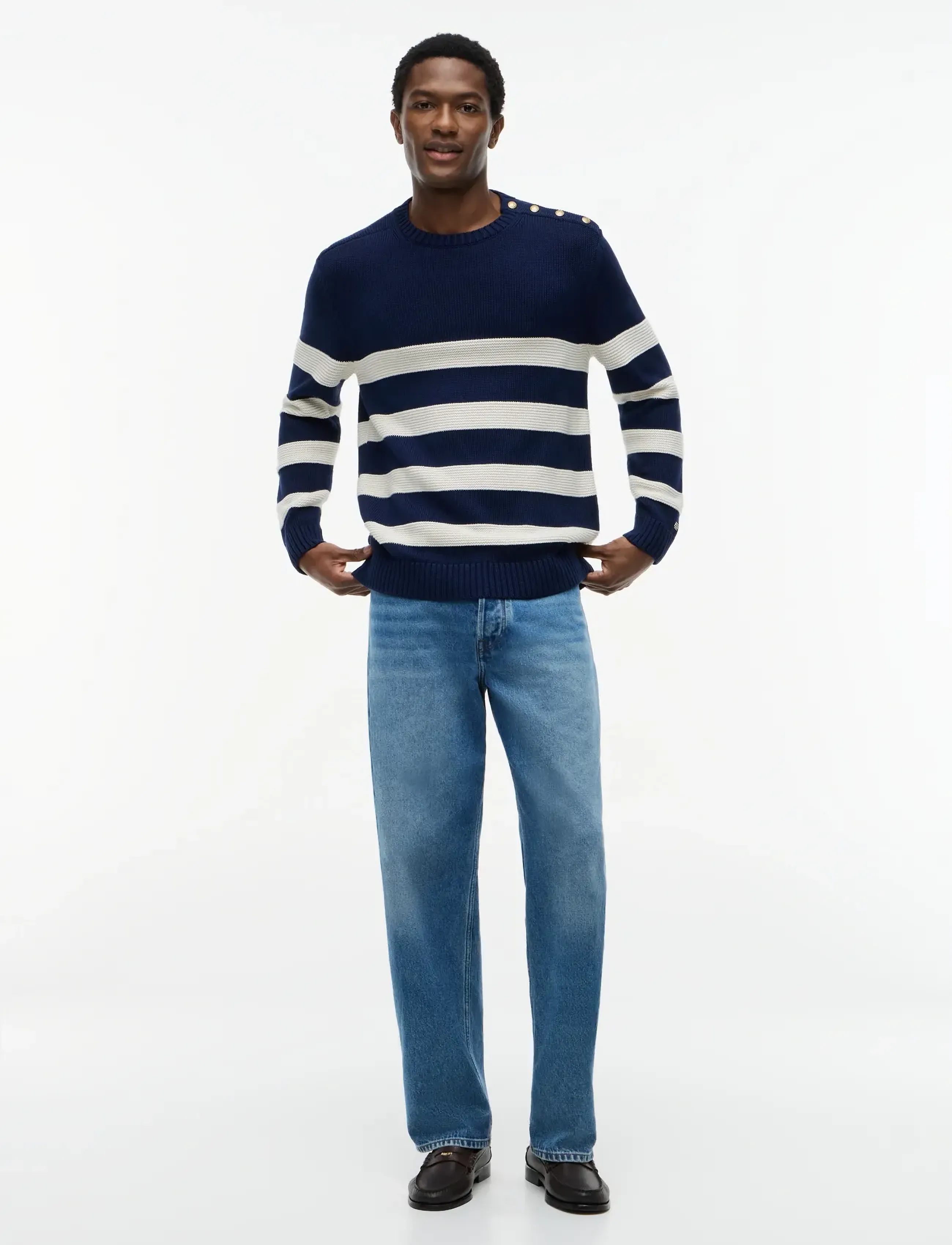 Tommy Hilfiger - DC BRETON STRIPE SWEATER - round necks - carbon navy ivory petal - 4