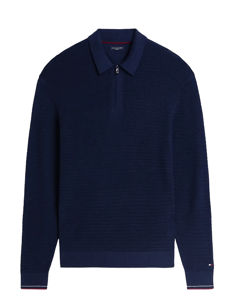 Tommy Hilfiger - DC KNITTED ZIP POLO - poloer i strik med lange ærmer - carbon navy - 1