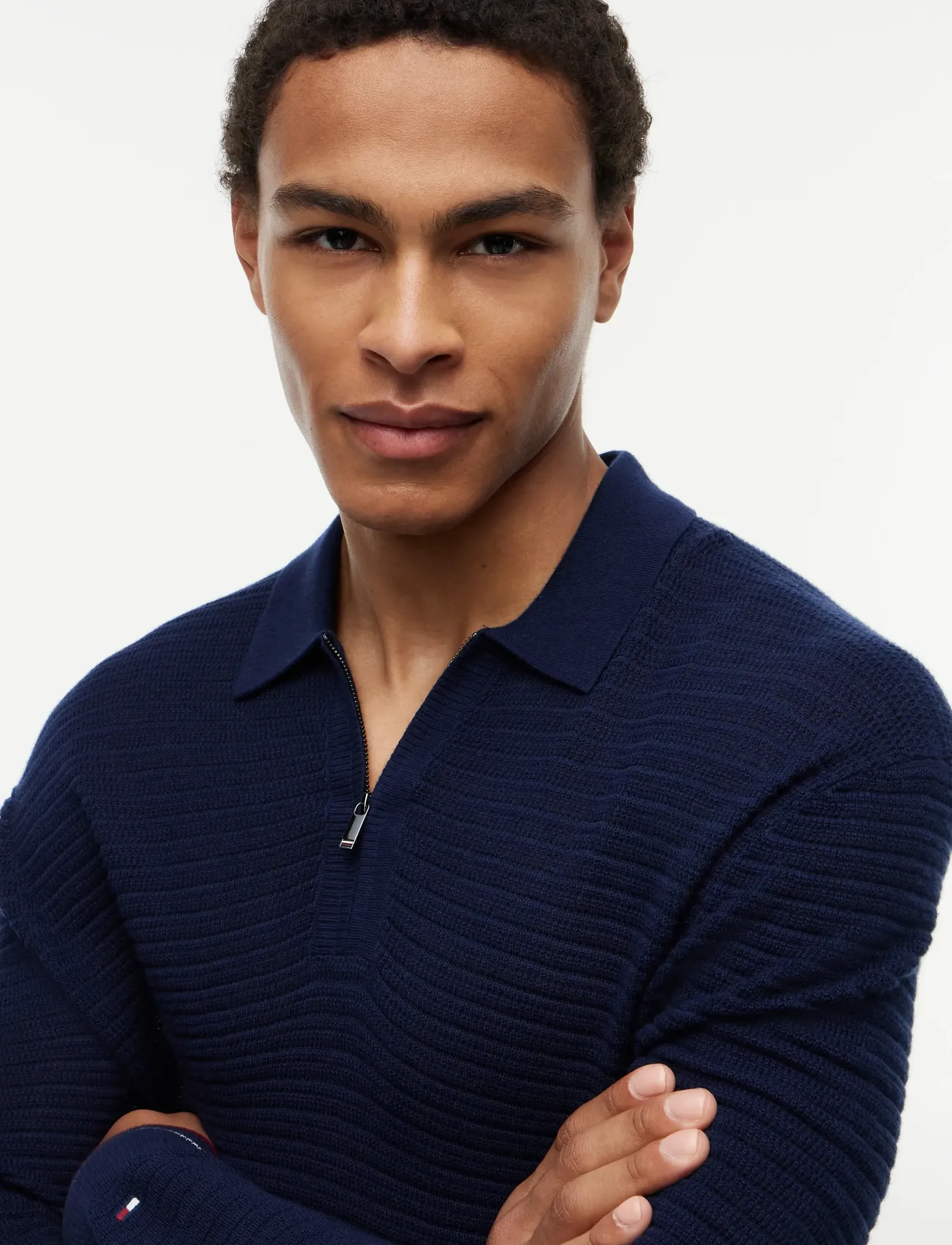 Tommy Hilfiger - DC KNITTED ZIP POLO - polos en tricot à manches longues - carbon navy - 3