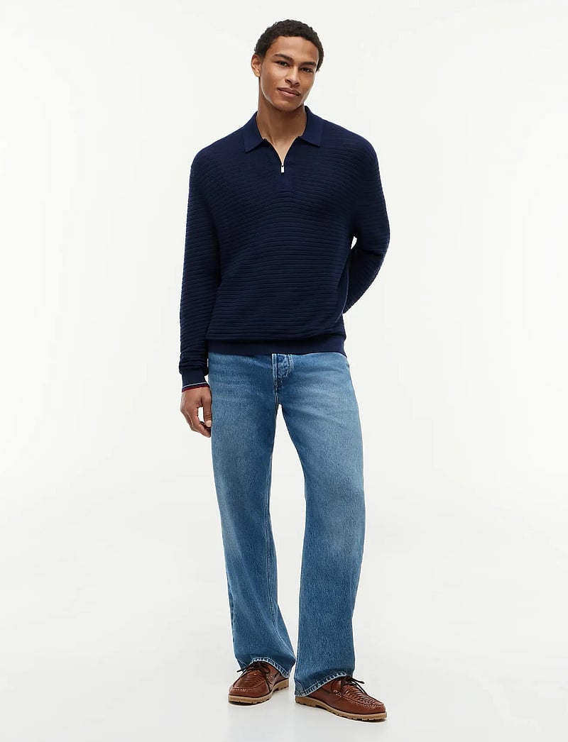 Tommy Hilfiger - DC KNITTED ZIP POLO - poloer i strik med lange ærmer - carbon navy - 4