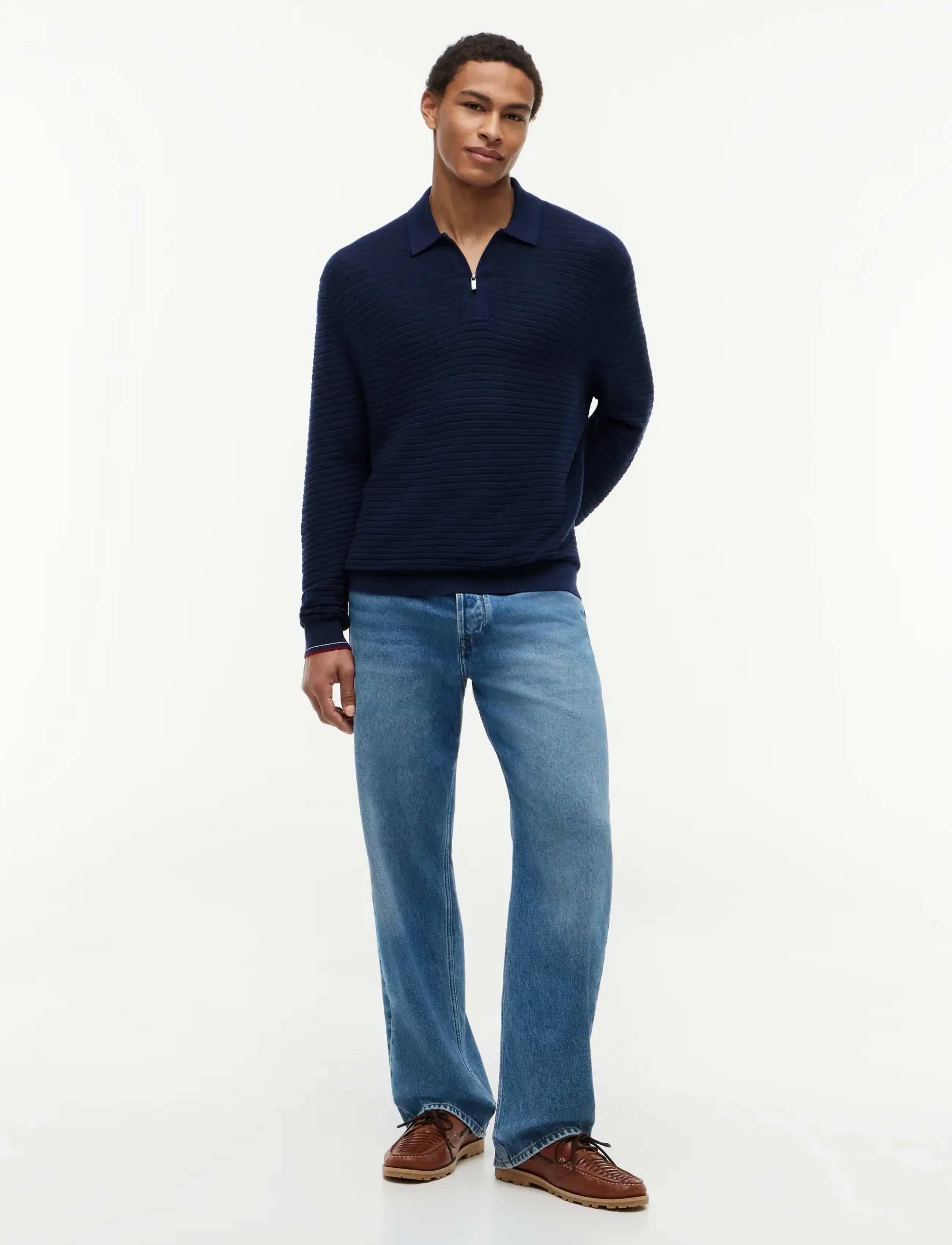 Tommy Hilfiger - DC KNITTED ZIP POLO - polos en tricot à manches longues - carbon navy - 4