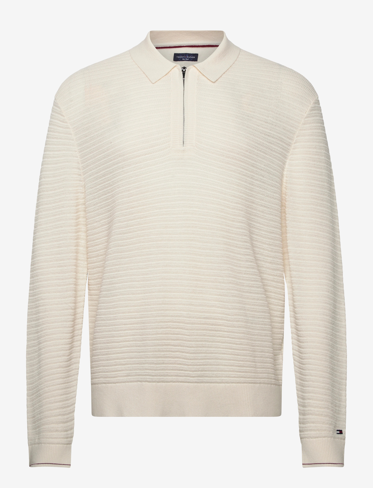 Tommy Hilfiger - DC KNITTED ZIP POLO - poloer i strik med lange ærmer - ivory petal - 0