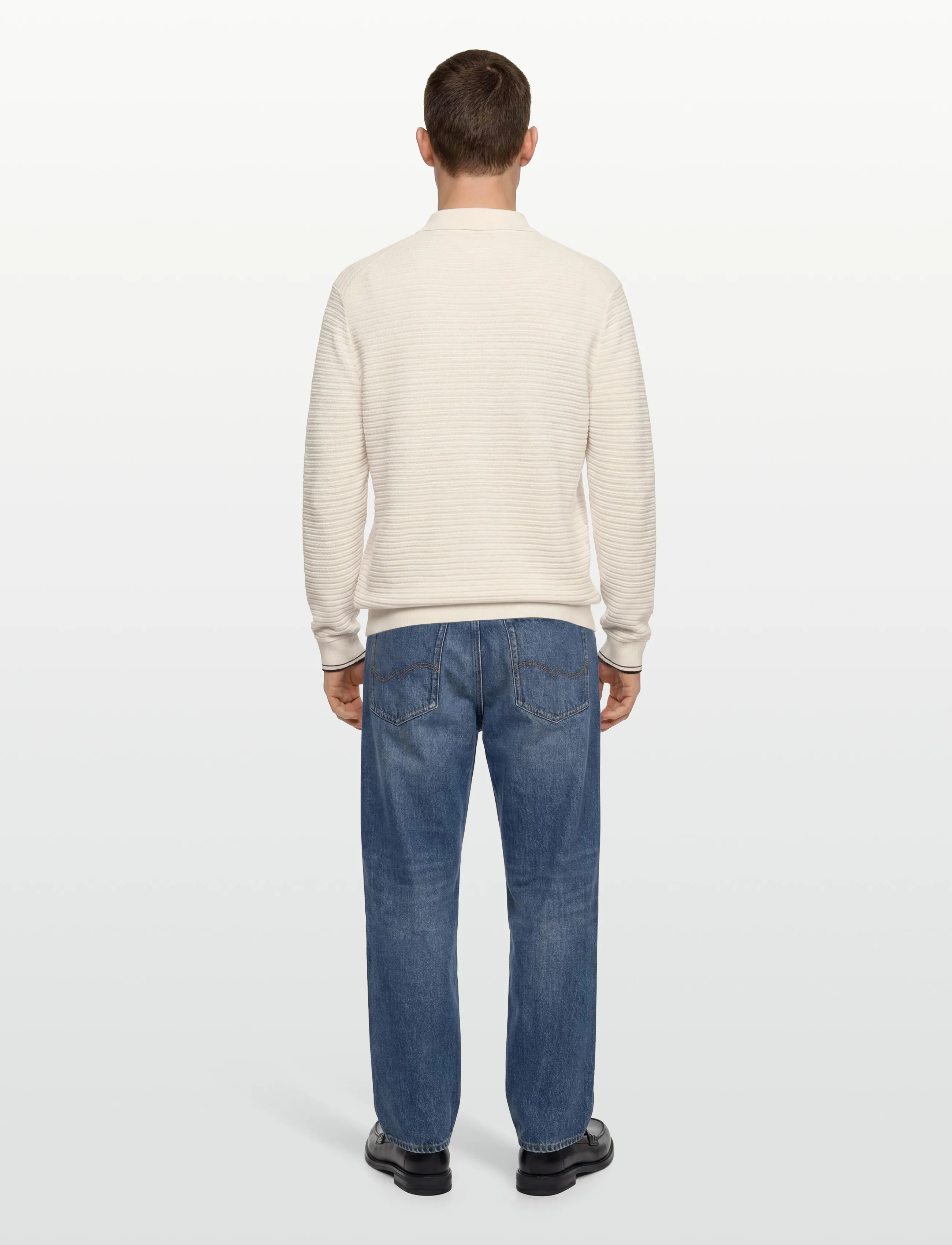 Tommy Hilfiger - DC KNITTED ZIP POLO - pikkade varrukatega kootud polod - ivory petal - 4