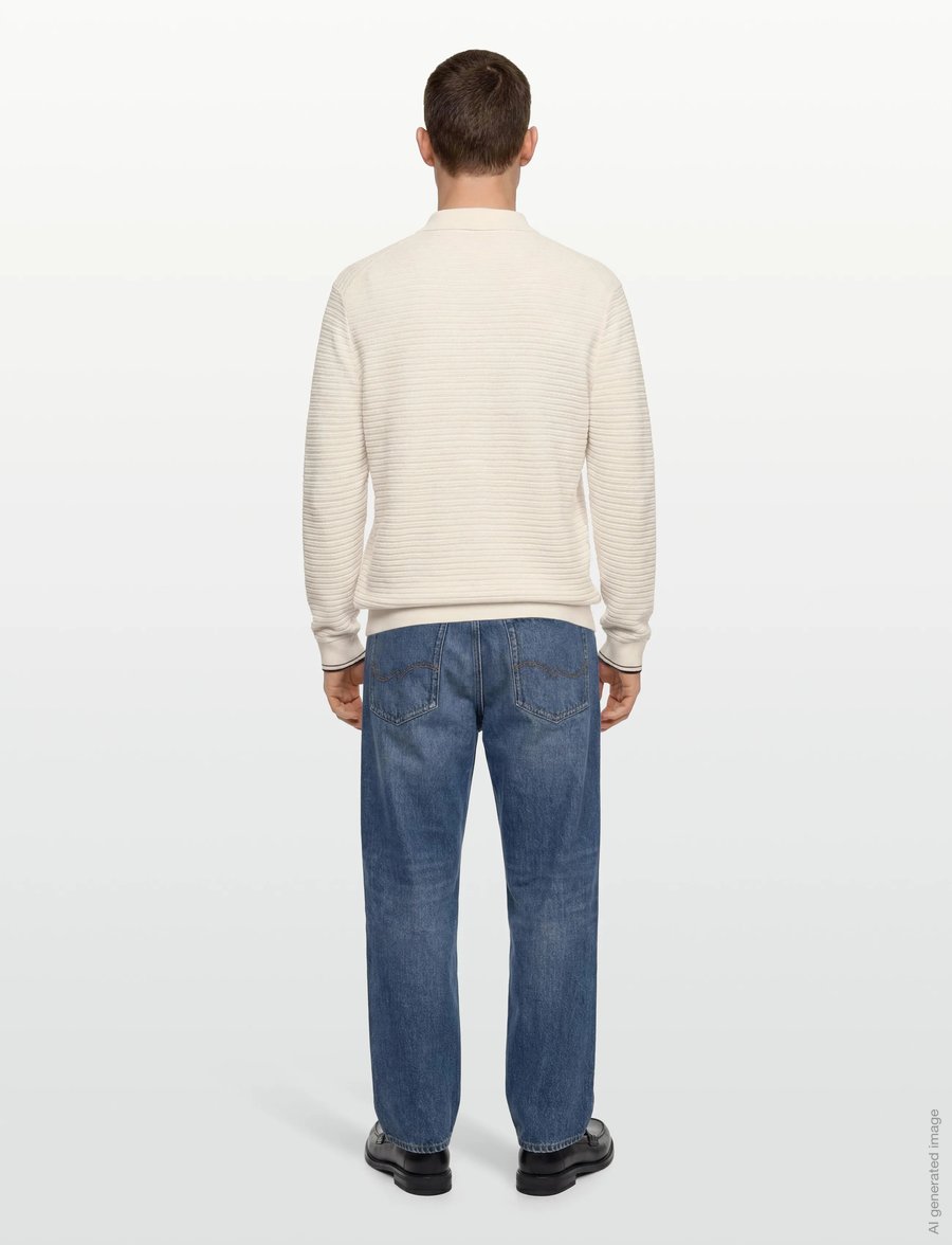 Tommy Hilfiger - DC KNITTED ZIP POLO - pikkade varrukatega kootud polod - ivory petal - 4