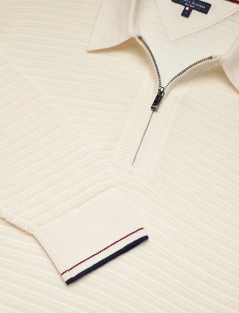 Tommy Hilfiger - DC KNITTED ZIP POLO - poloer i strik med lange ærmer - ivory petal - 2