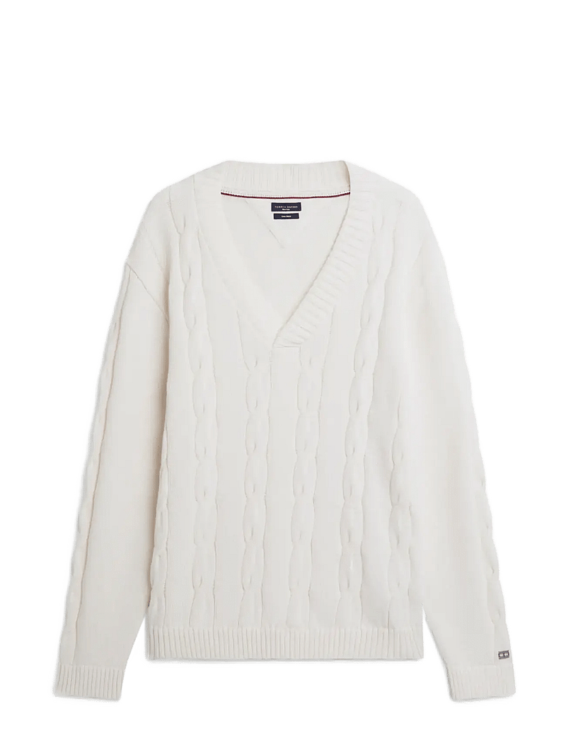 Tommy Hilfiger - DC CABLE SWEATER - v-hals - ivory petal - 0