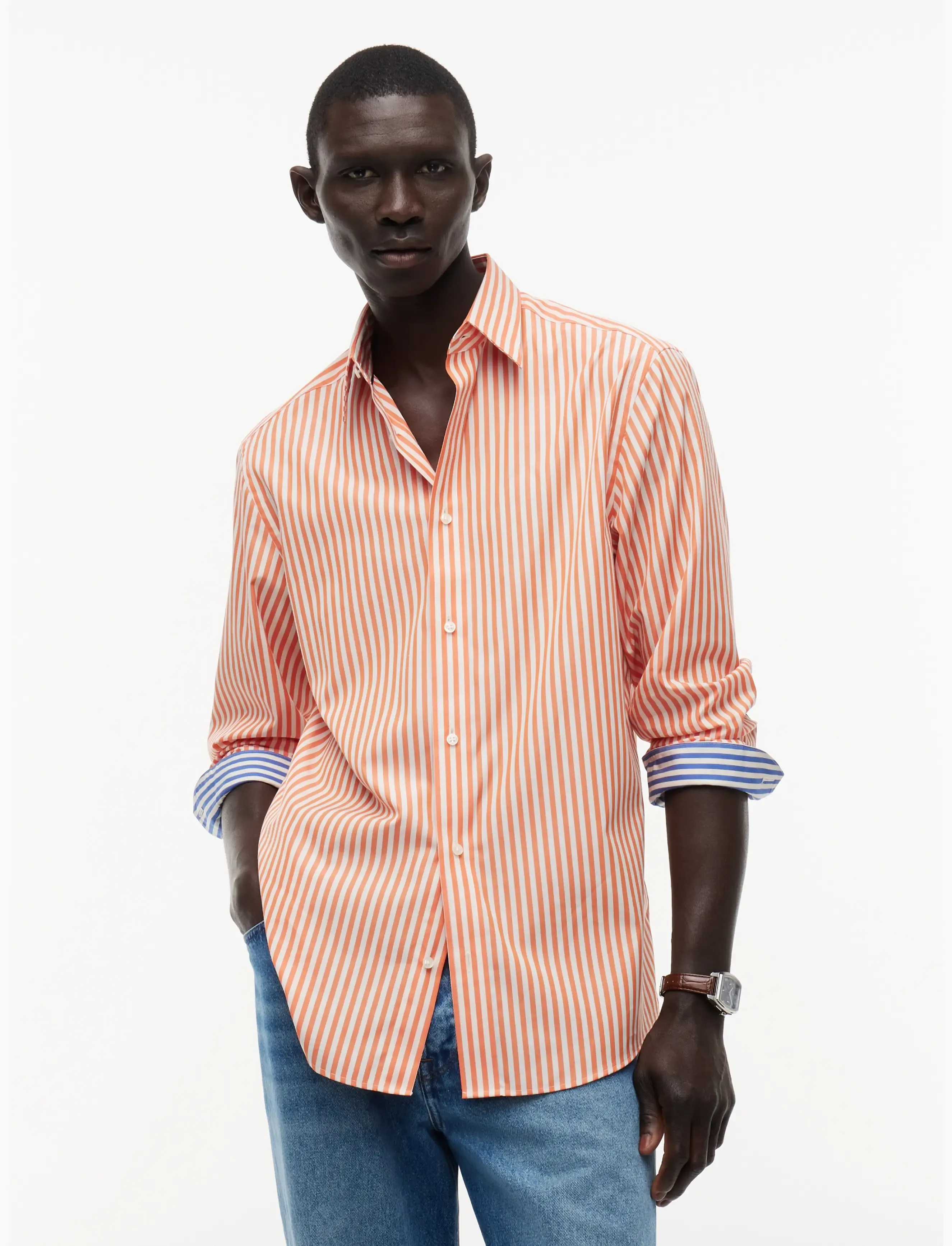 Tommy Hilfiger Dc Nautical Stripe Shirt, L, Shirts, Orange - Striped Männerswear