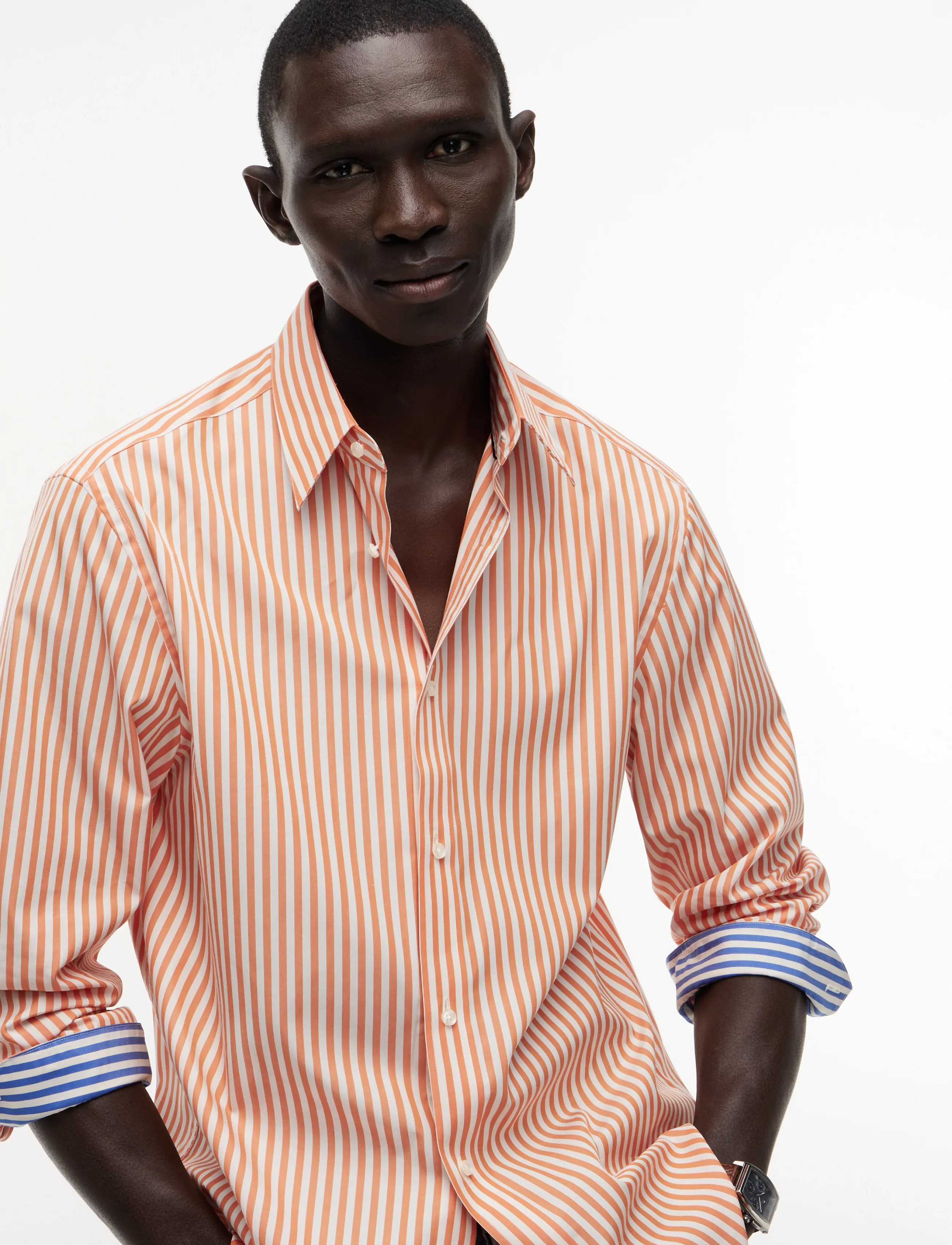Tommy Hilfiger - DC NAUTICAL STRIPE SHIRT - randiga skjortor - brilliant orange white - 3