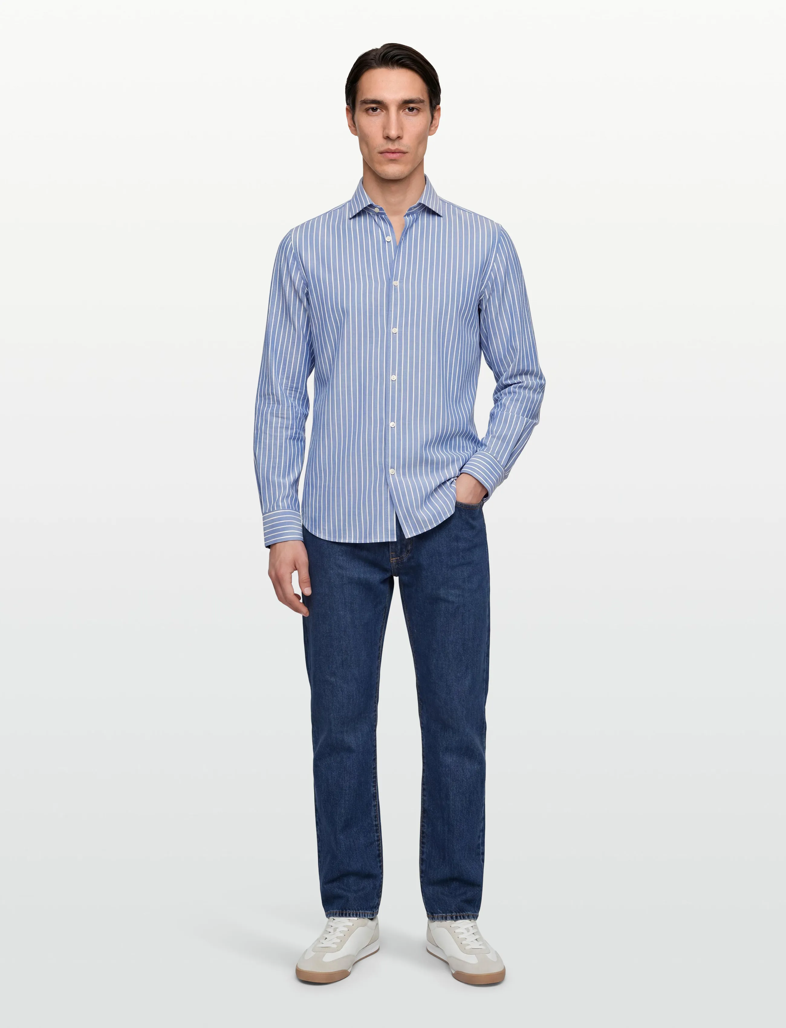 Tommy Hilfiger - DC FLEX COLLAR ROYAL OXF STPE - gestreifte hemden - frosted lapis white - 0