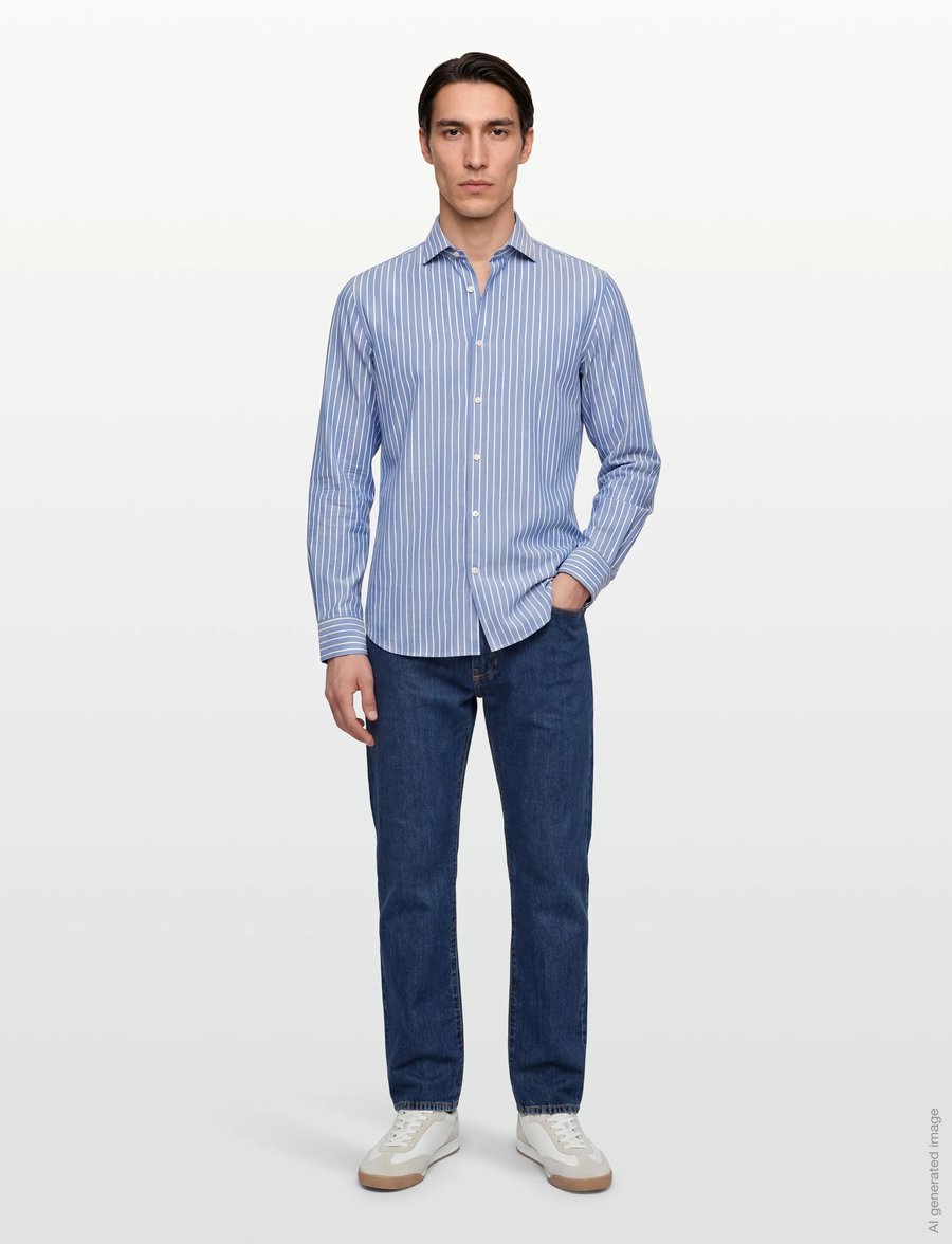 Tommy Hilfiger - DC FLEX COLLAR ROYAL OXF STPE - gestreifte hemden - frosted lapis white - 0