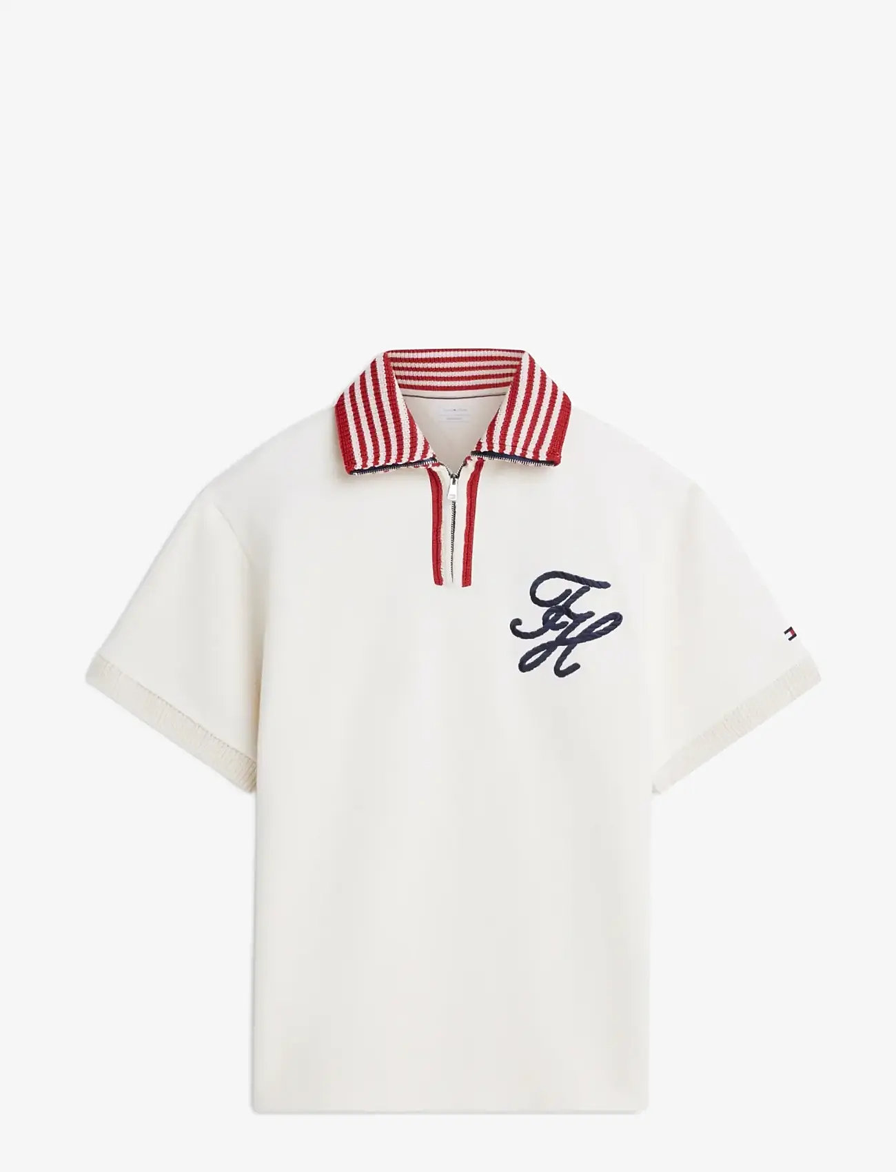 Tommy Hilfiger - T1 ZIP REXACED FIT POLO - kortærmede poloer - ivory petal - 1