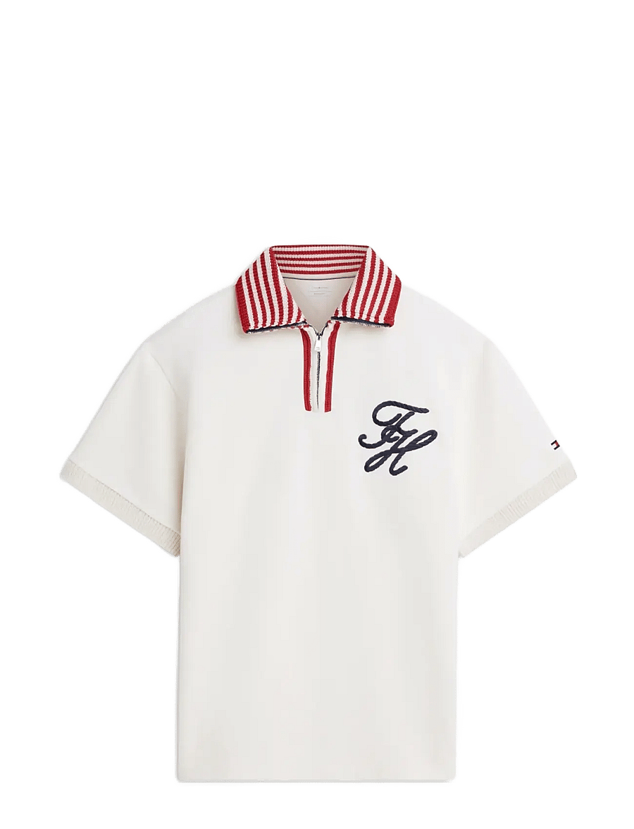 Tommy Hilfiger - T1 ZIP REXACED FIT POLO - lühikeste varrukatega polod - ivory petal - 1