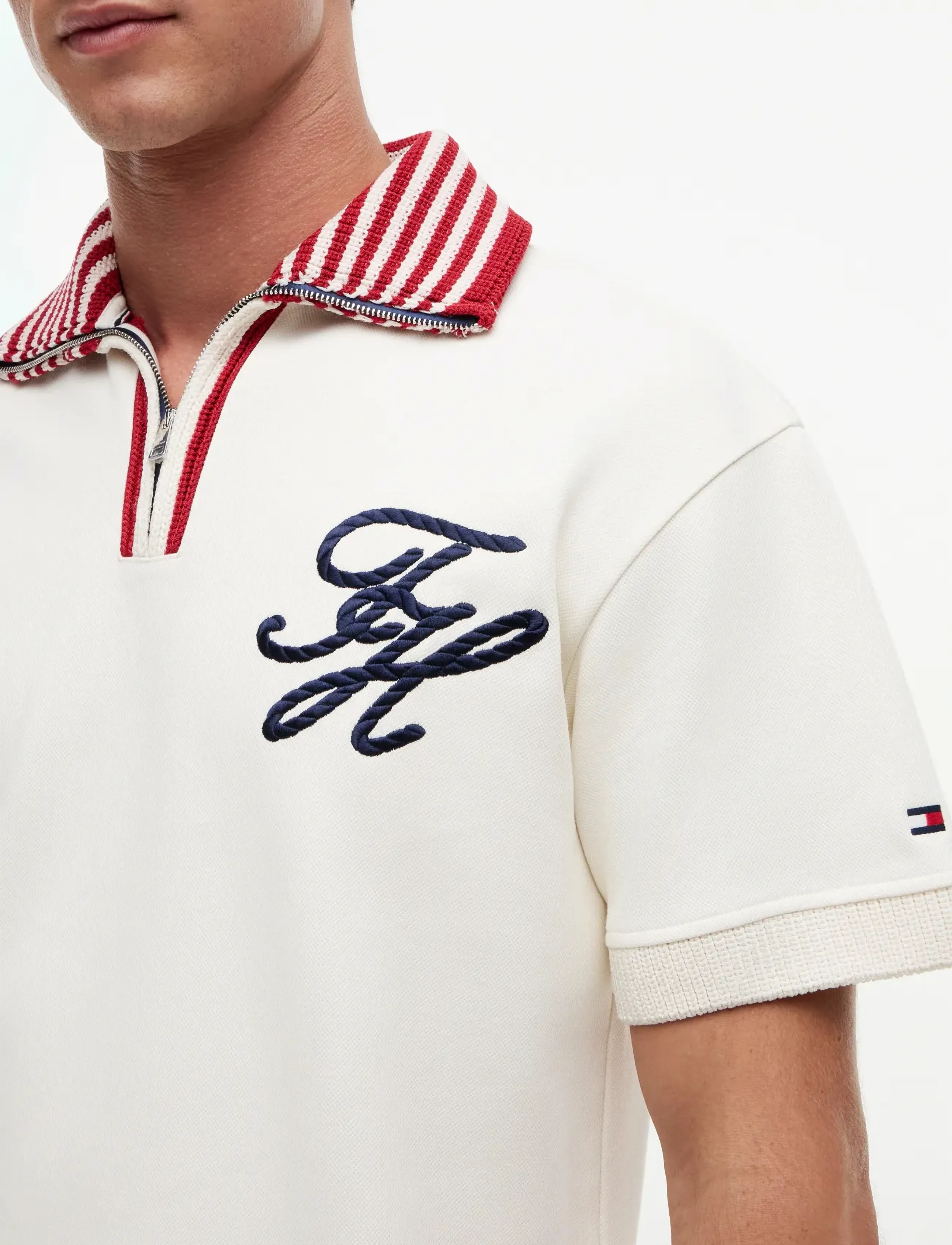 Tommy Hilfiger - T1 ZIP REXACED FIT POLO - lühikeste varrukatega polod - ivory petal - 3