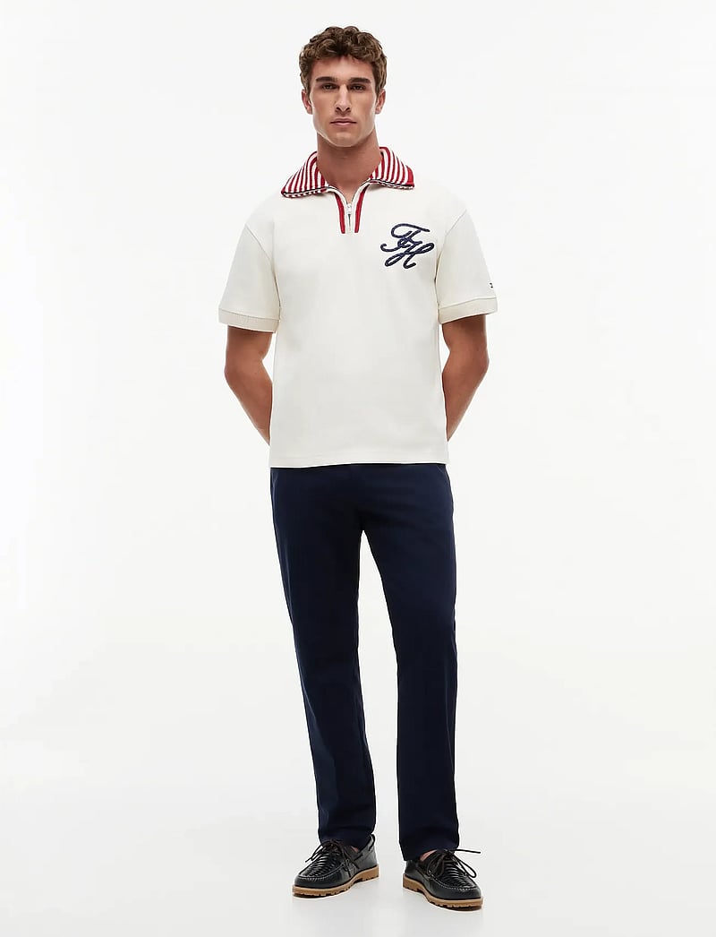 Tommy Hilfiger - T1 ZIP REXACED FIT POLO - kortærmede poloer - ivory petal - 4