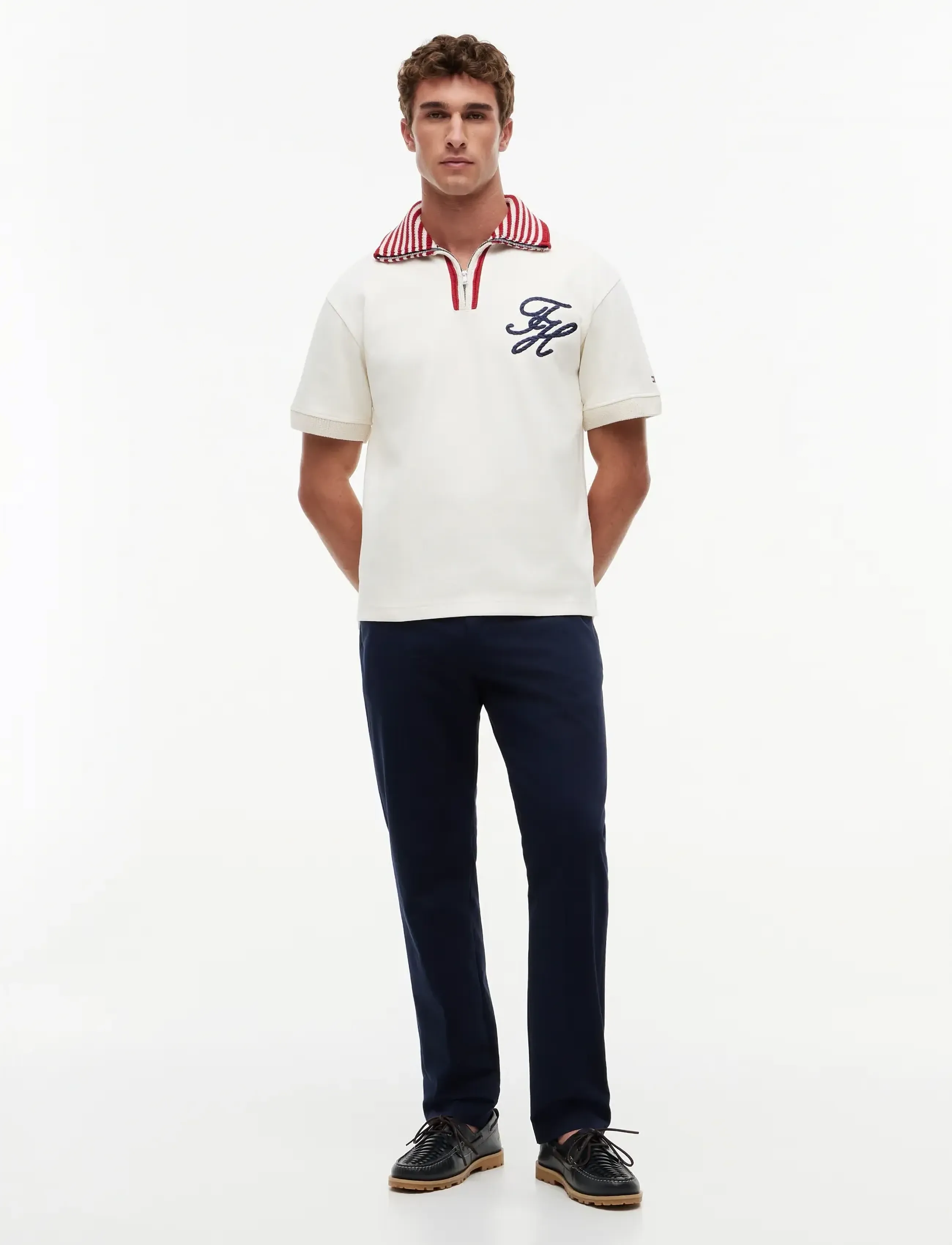 Tommy Hilfiger - T1 ZIP REXACED FIT POLO - lühikeste varrukatega polod - ivory petal - 4