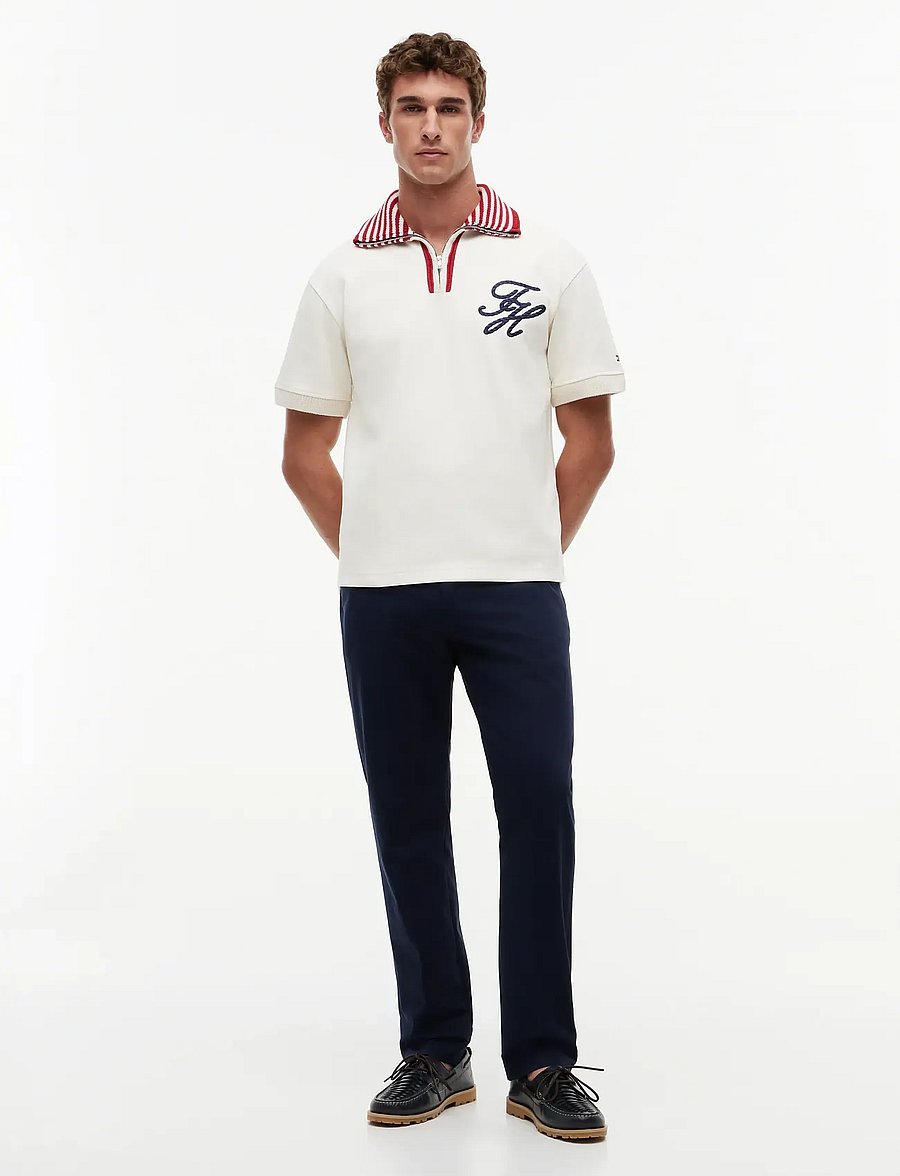 Tommy Hilfiger - T1 ZIP REXACED FIT POLO - lühikeste varrukatega polod - ivory petal - 4