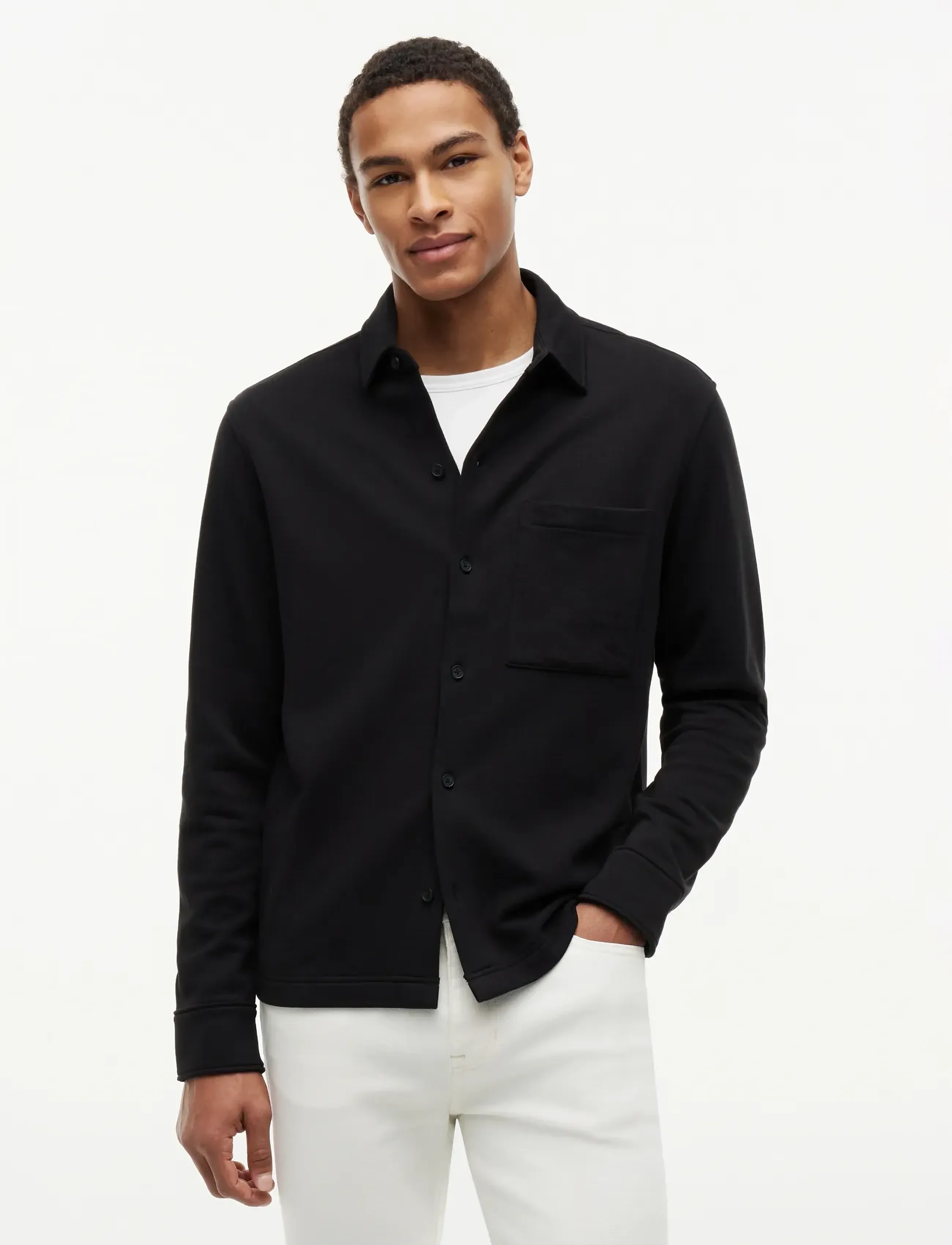 Tommy Hilfiger ESSENTIAL TERRY OVERSHIRT - Preppy - BLACK / black