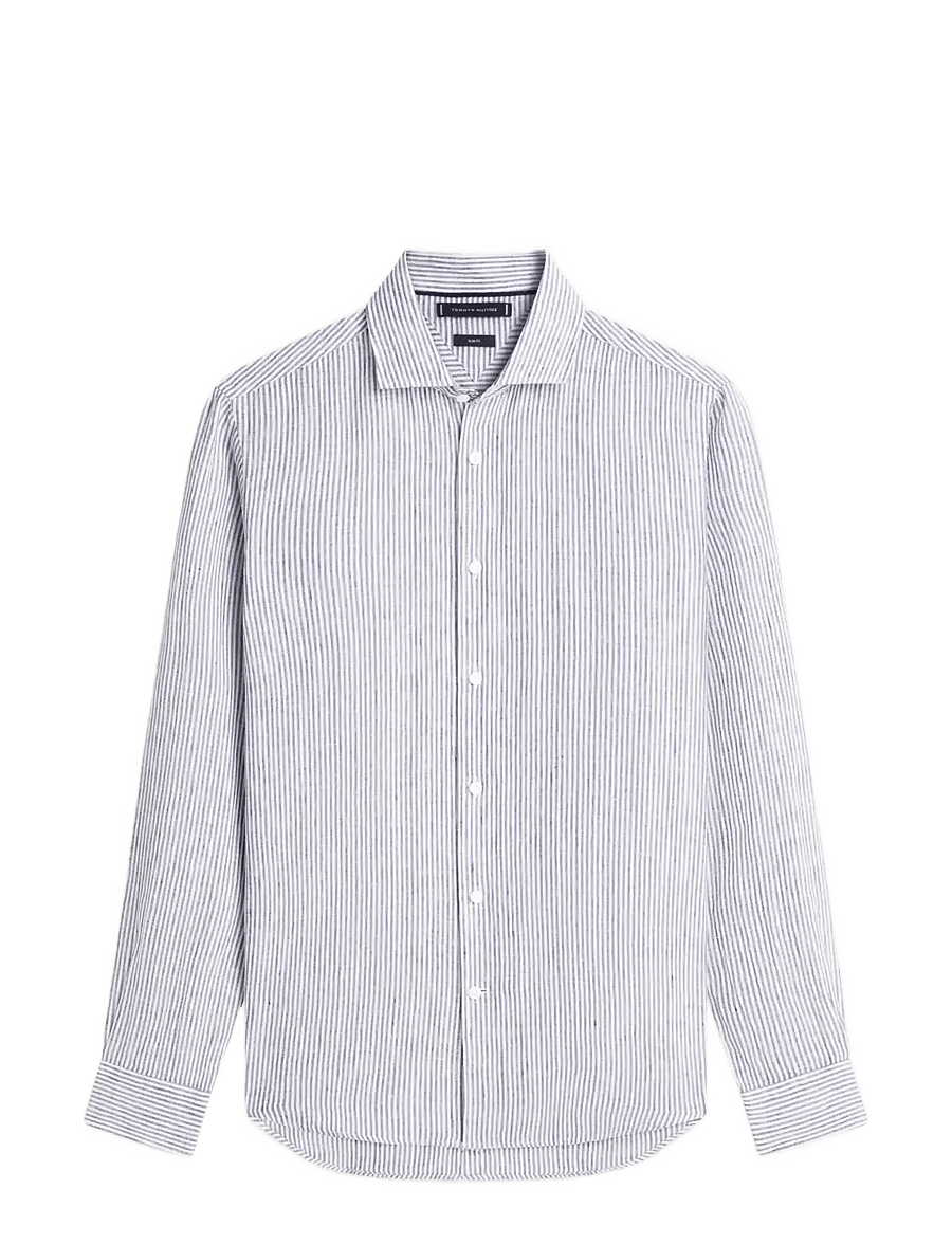 Tommy Hilfiger - DC LINEN STRIPE SHIRT - triibulised särgid - carbon navy ecru - 1