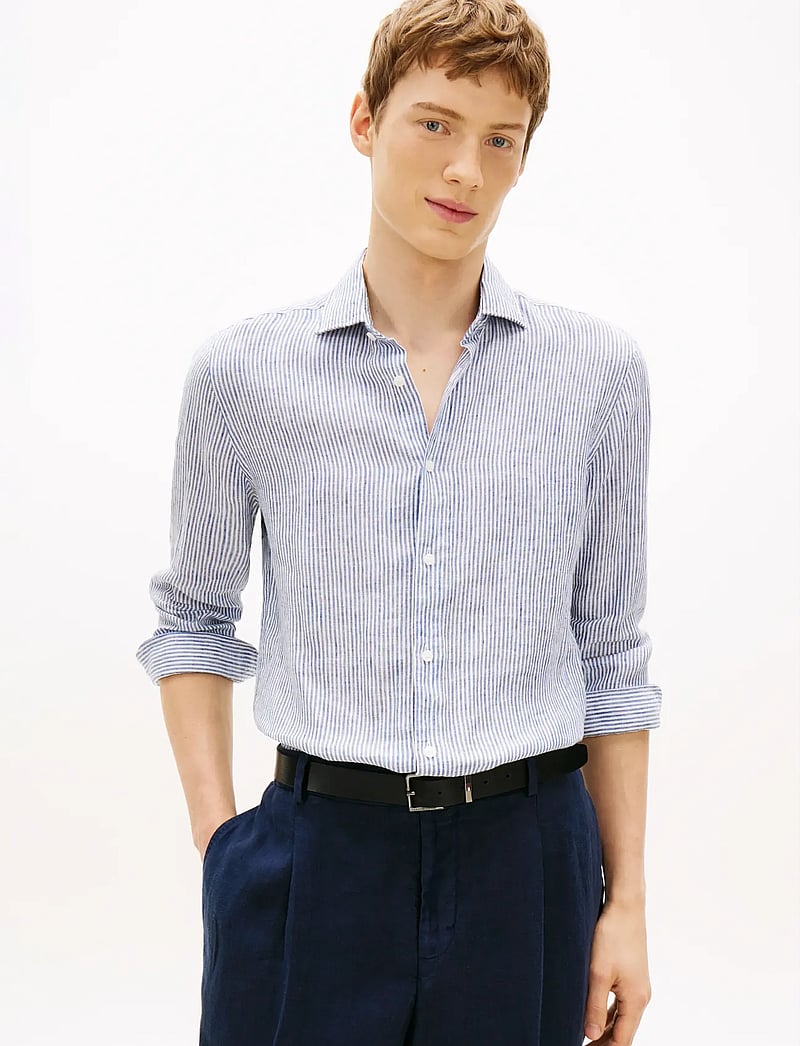 Tommy Hilfiger - DC LINEN STRIPE SHIRT - striped shirts - carbon navy ecru - 0