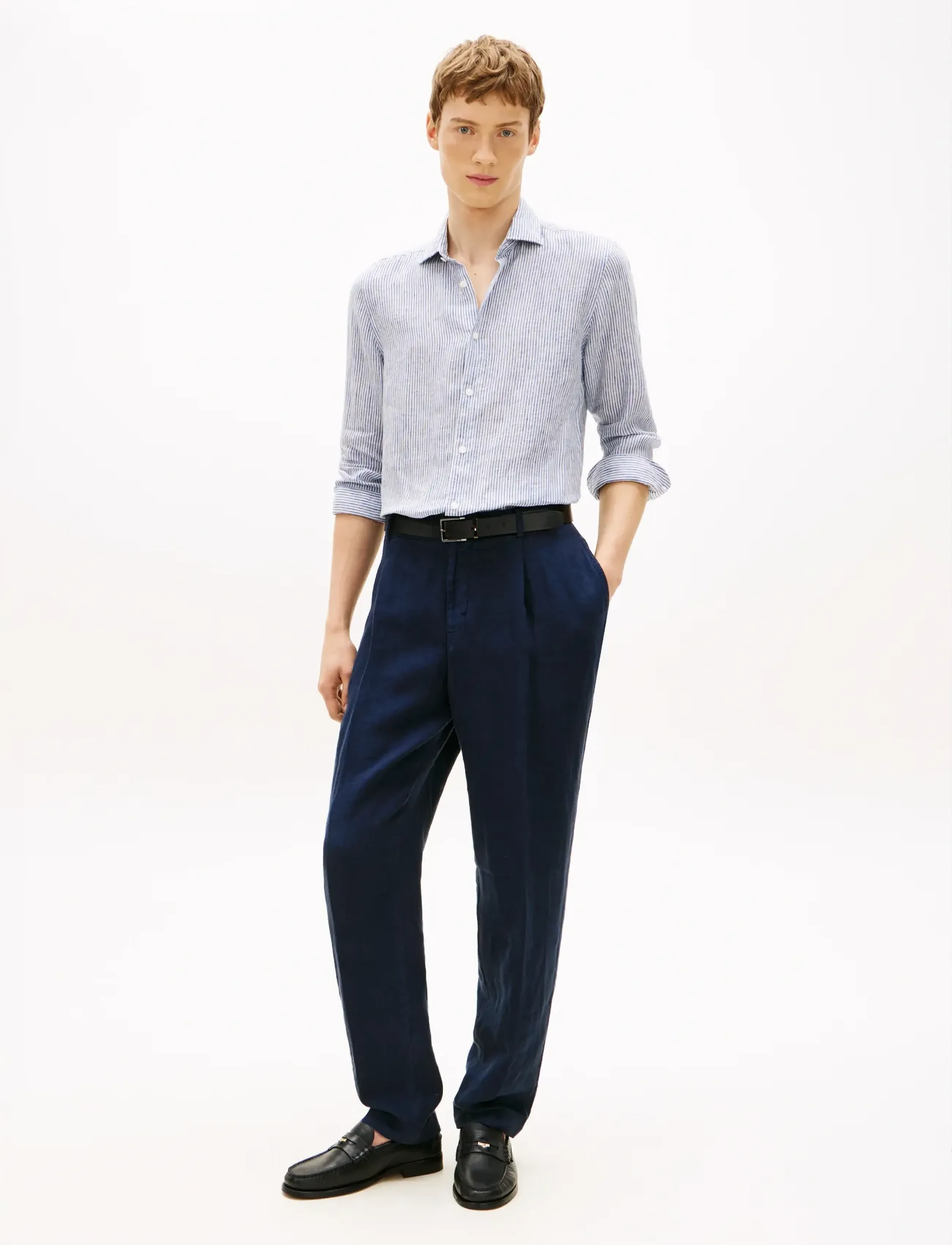 Tommy Hilfiger - DC LINEN STRIPE SHIRT - triibulised särgid - carbon navy ecru - 3