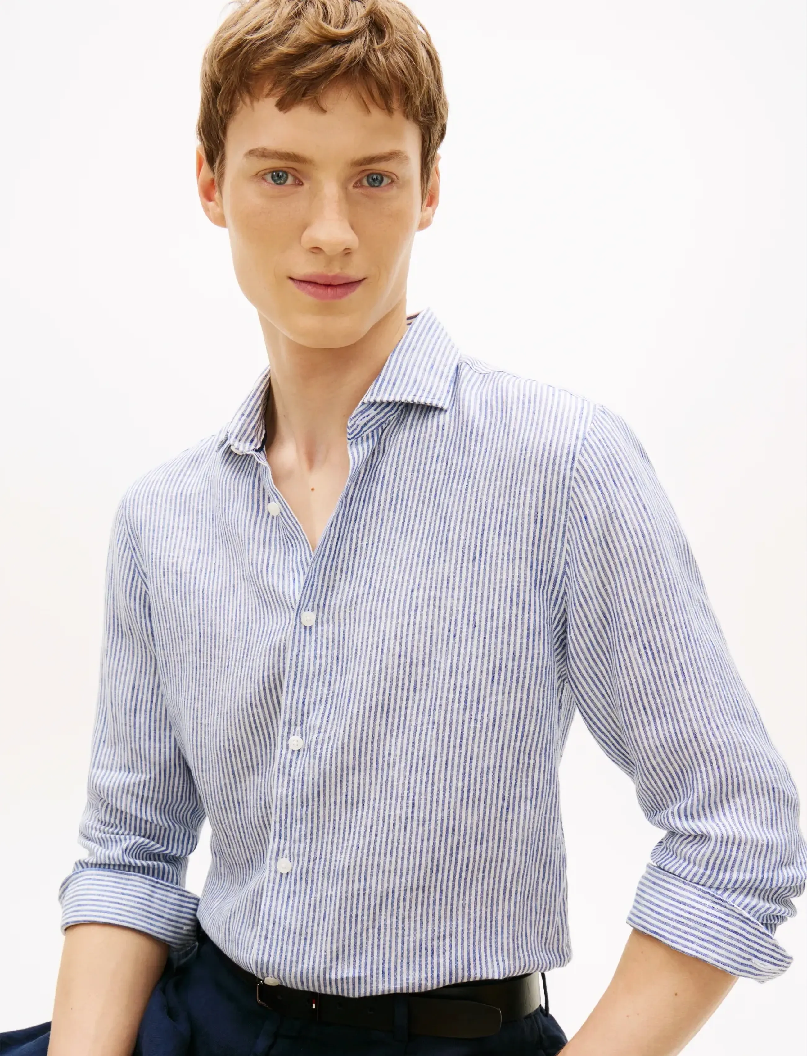 Tommy Hilfiger - DC LINEN STRIPE SHIRT - triibulised särgid - carbon navy ecru - 4