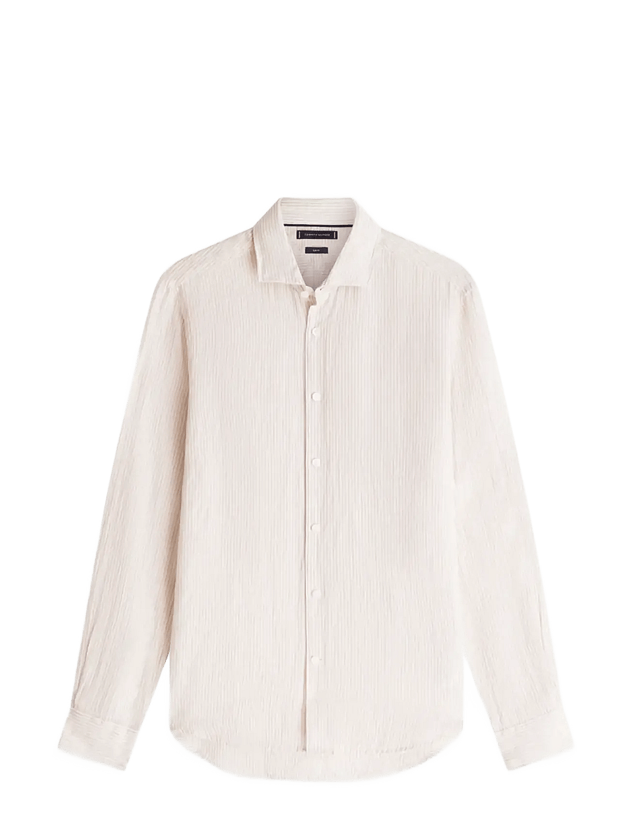 Tommy Hilfiger - DC LINEN STRIPE SHIRT - röndóttar skyrtur - sandalwood ecru - 1