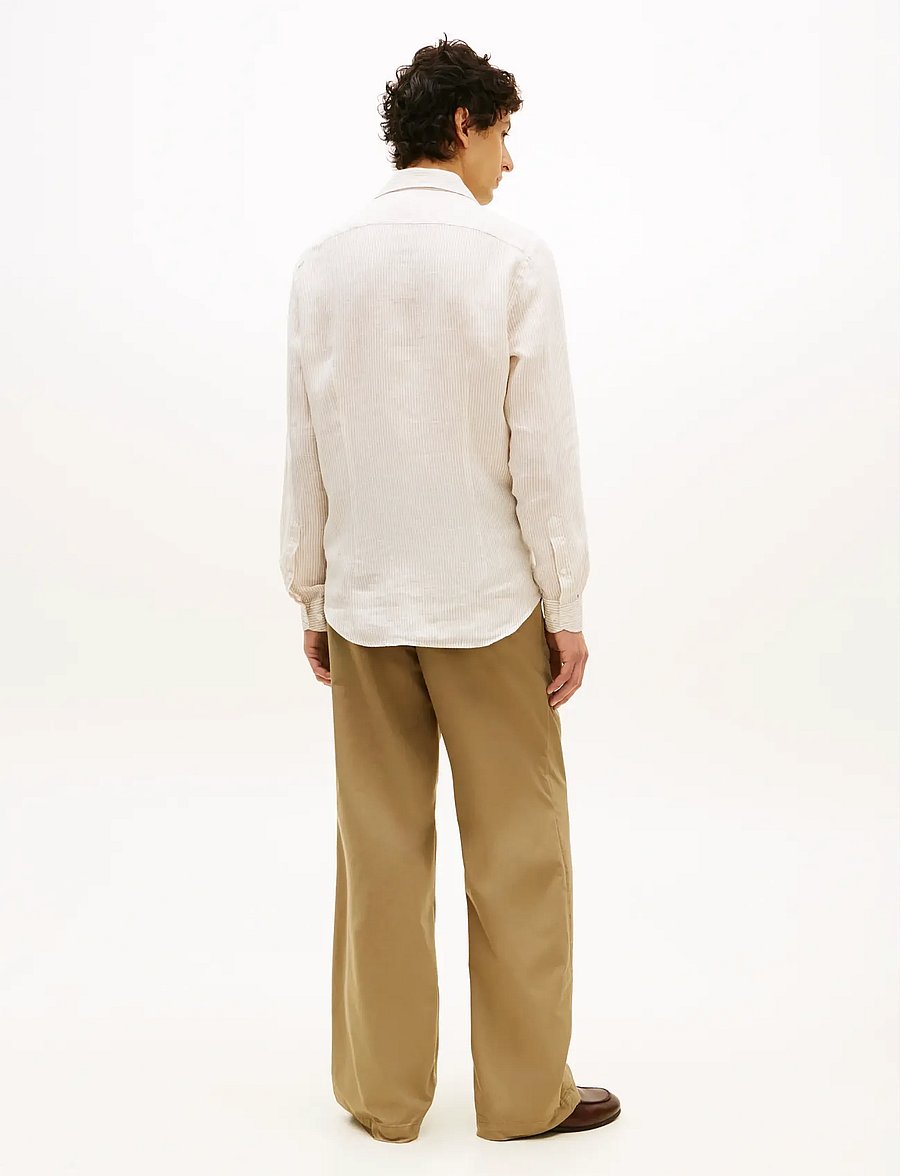 Tommy Hilfiger - DC LINEN STRIPE SHIRT - röndóttar skyrtur - sandalwood ecru - 2