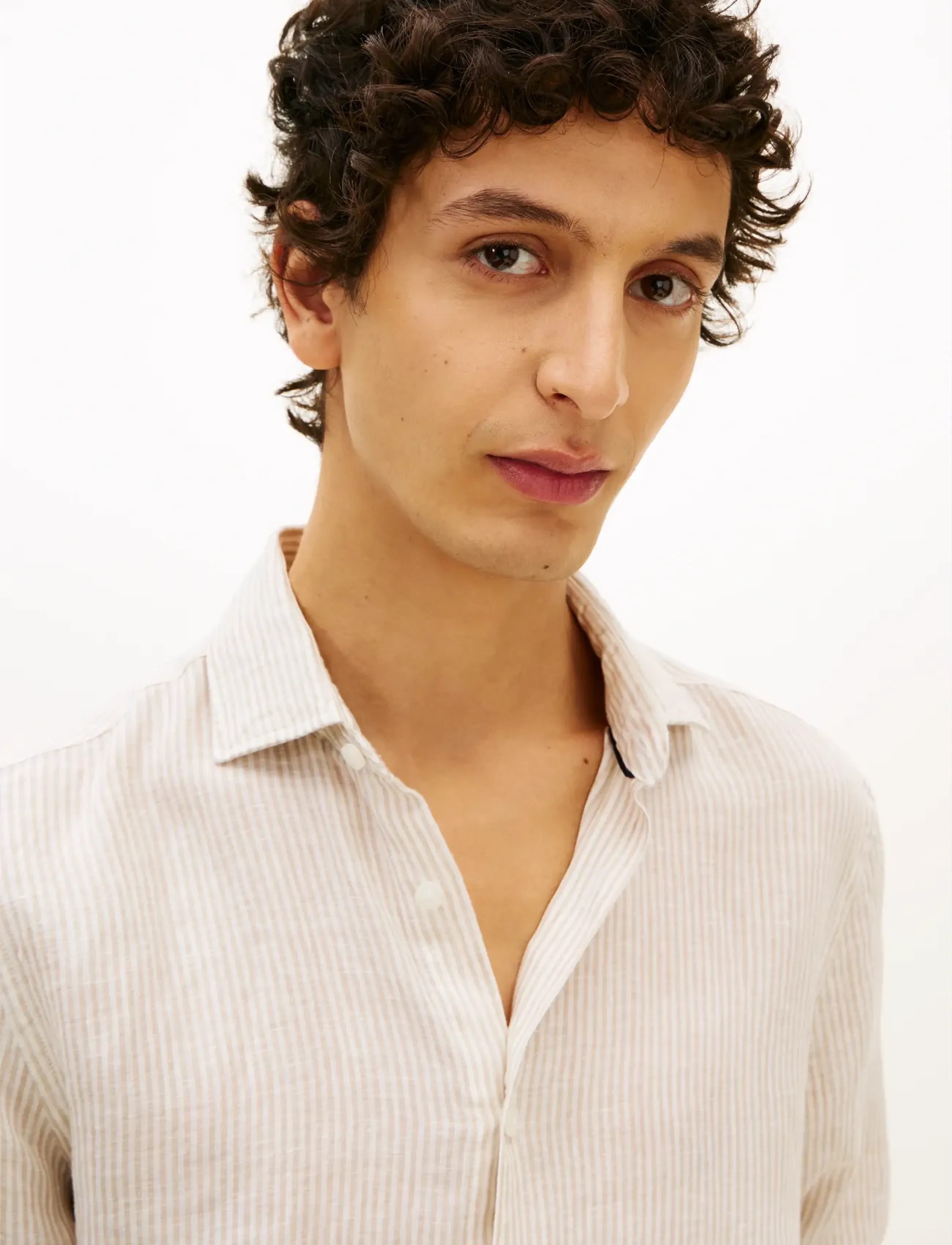 Tommy Hilfiger - DC LINEN STRIPE SHIRT - striped shirts - sandalwood ecru - 4