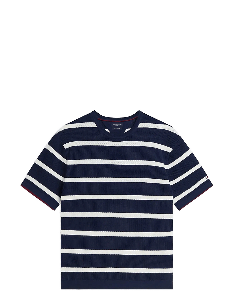 Tommy Hilfiger - DC KNITTED TEE TXTRE BRETON STRP - kurzärmelig - carbon navy white - 1