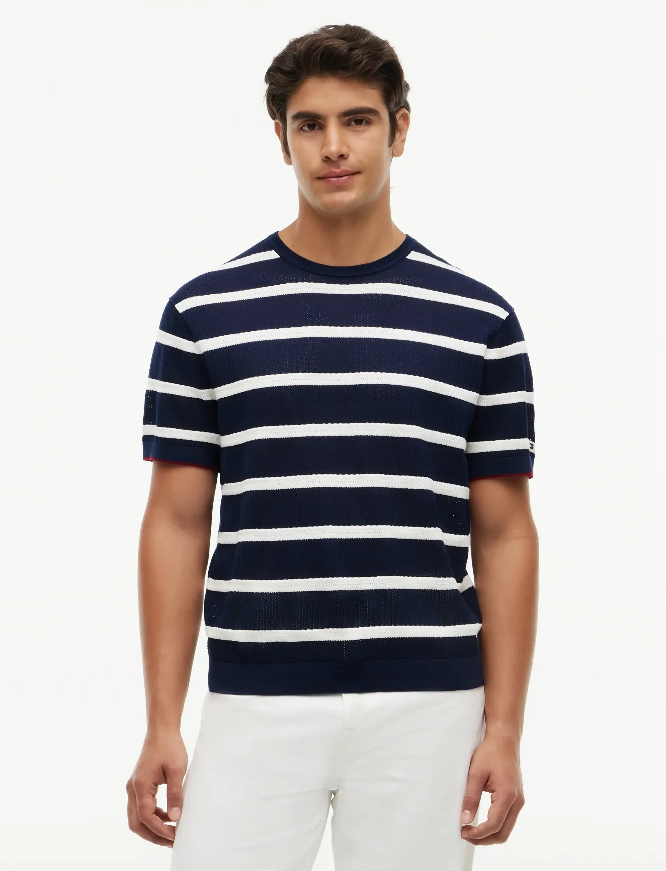 Tommy Hilfiger DC KNITTED TEE TXTRE BRETON STRP - Inspiratsioon - CARBON NAVY WHITE / navy