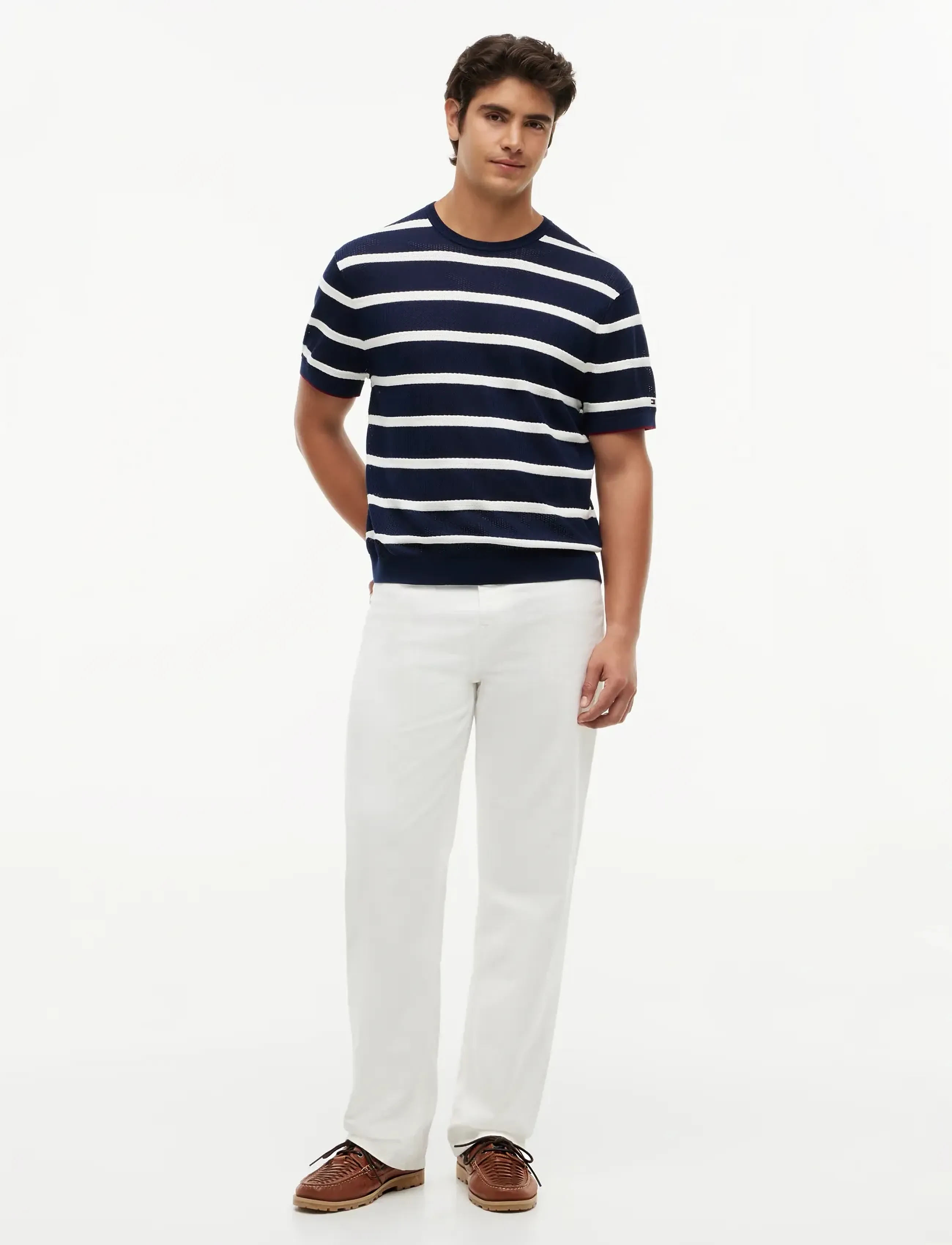 Tommy Hilfiger - DC KNITTED TEE TXTRE BRETON STRP - kurzärmelig - carbon navy white - 3
