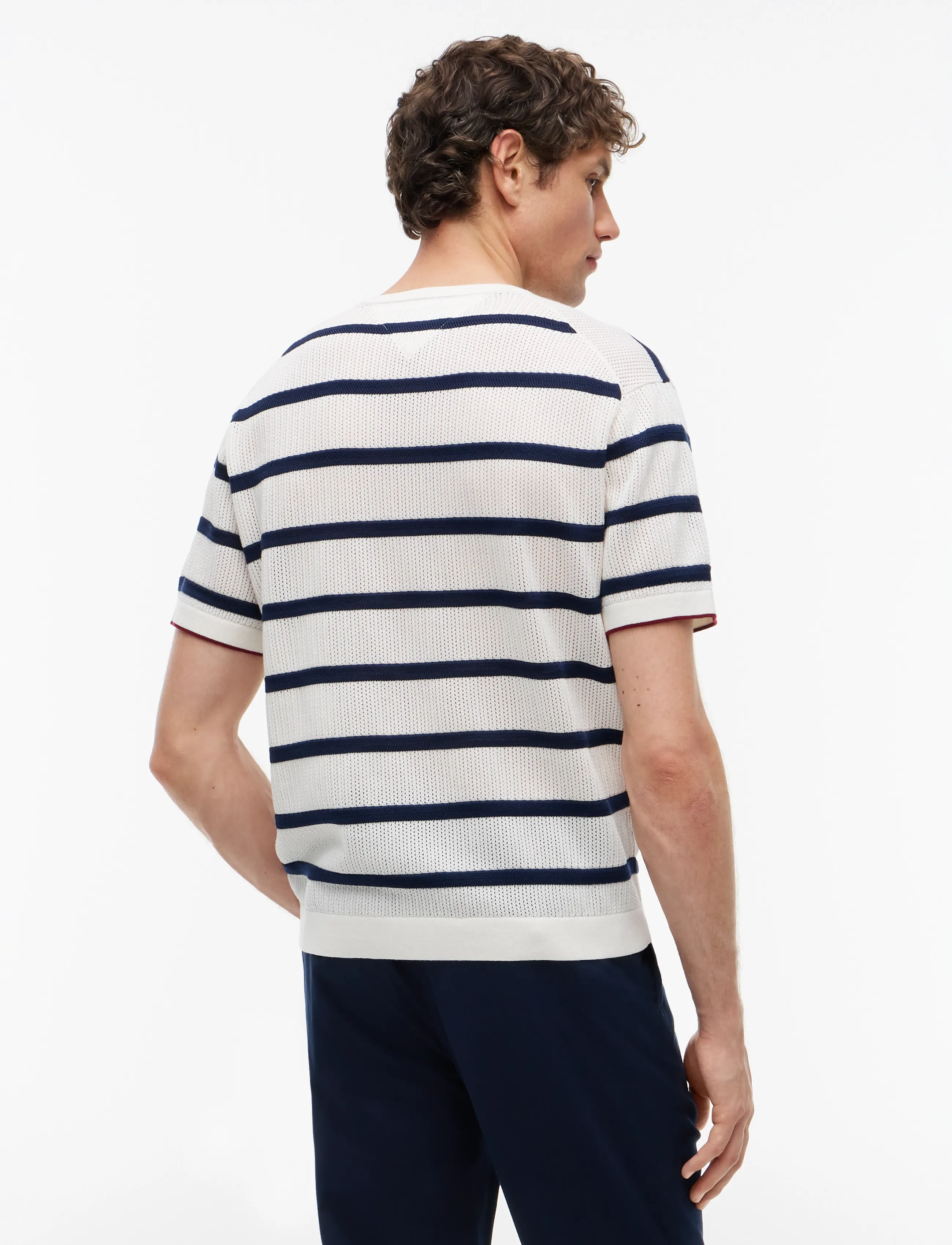Tommy Hilfiger - DC KNITTED TEE TXTRE BRETON STRP - kortärmade t-shirts - ivory petal carbon navy - 2
