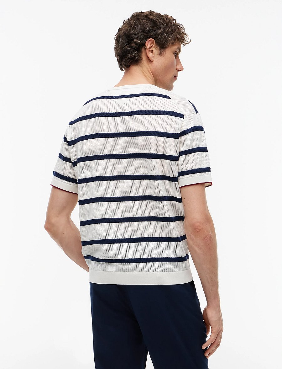 Tommy Hilfiger - DC KNITTED TEE TXTRE BRETON STRP - kortärmade t-shirts - ivory petal carbon navy - 2