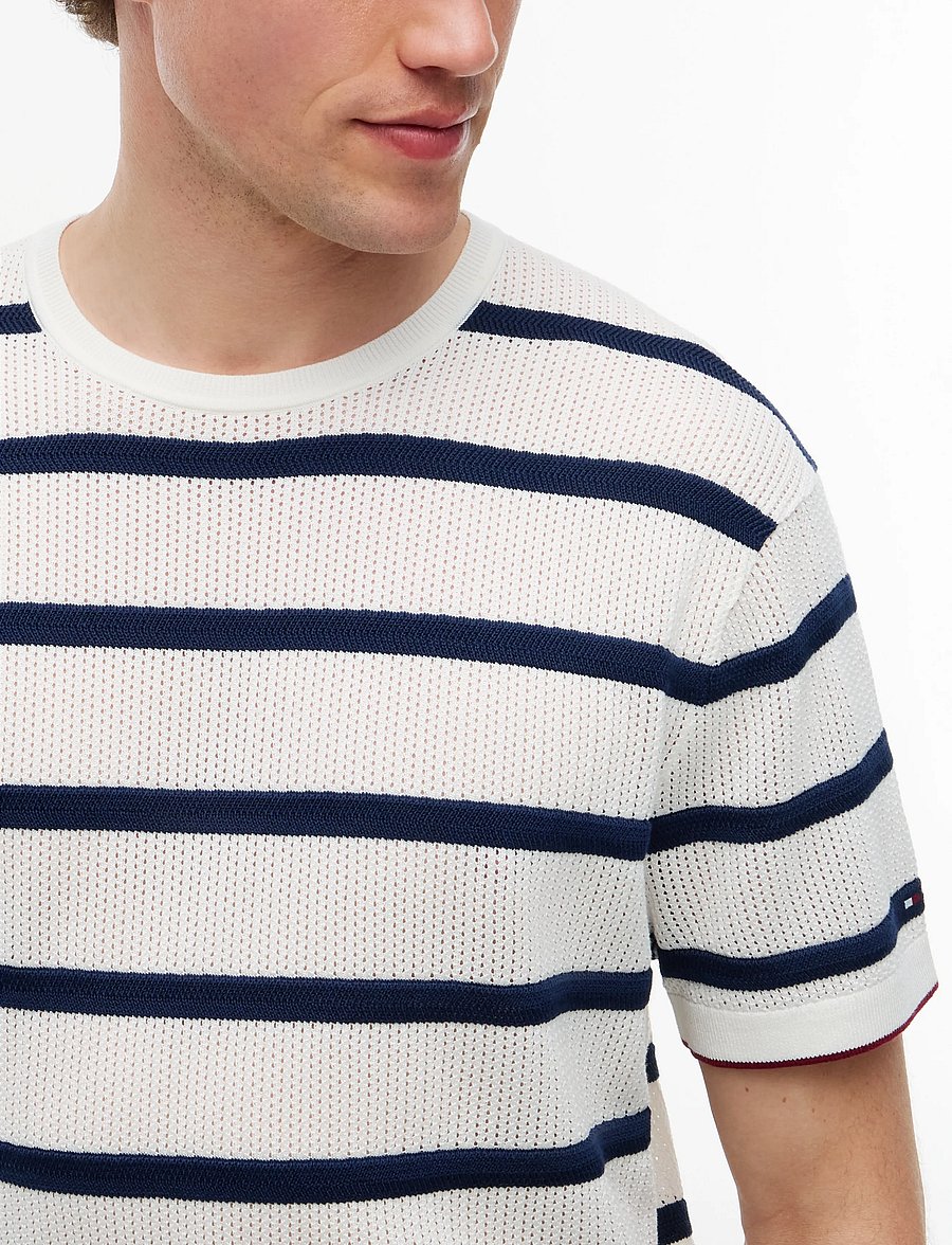Tommy Hilfiger - DC KNITTED TEE TXTRE BRETON STRP - kortärmade t-shirts - ivory petal carbon navy - 3