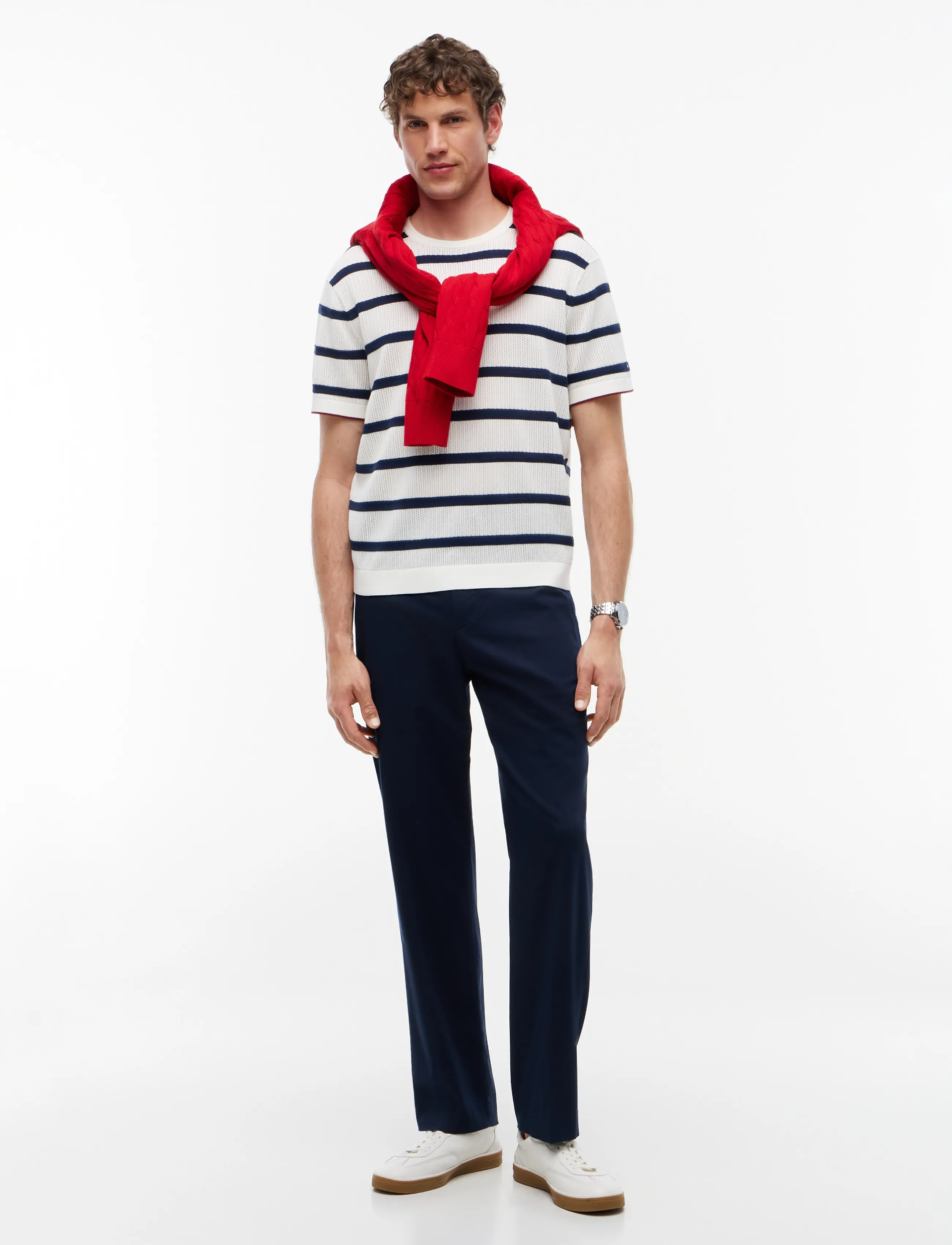 Tommy Hilfiger - DC KNITTED TEE TXTRE BRETON STRP - kortärmade t-shirts - ivory petal carbon navy - 4
