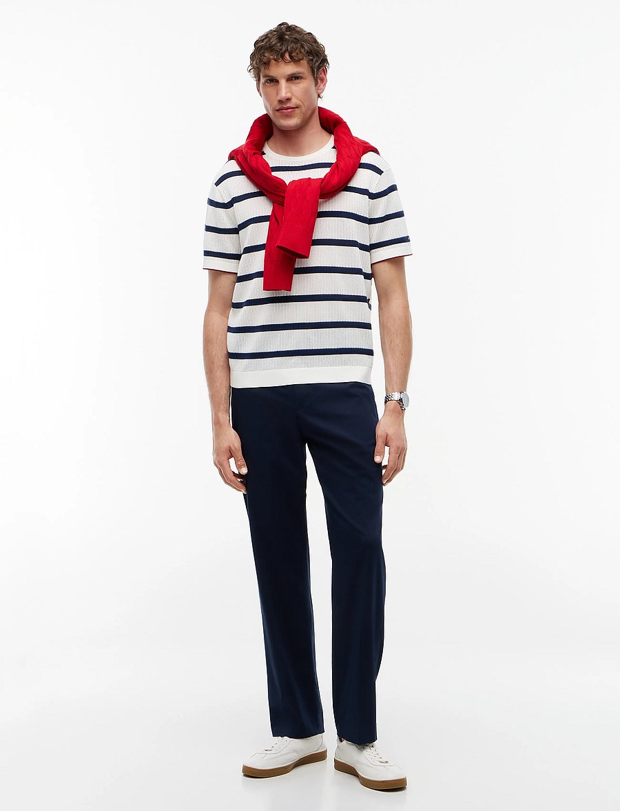 Tommy Hilfiger - DC KNITTED TEE TXTRE BRETON STRP - kortärmade t-shirts - ivory petal carbon navy - 4