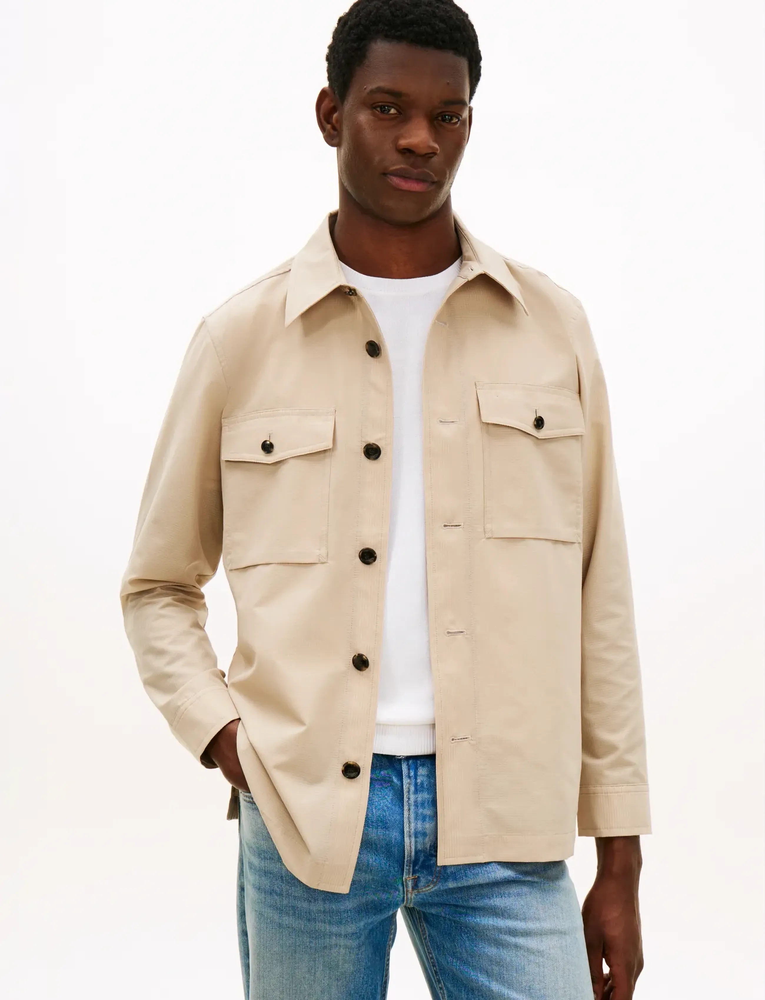 Tommy Hilfiger DC AIRDOT SHIRT JACKET - Pealissärgid - SANDALWOOD / beige