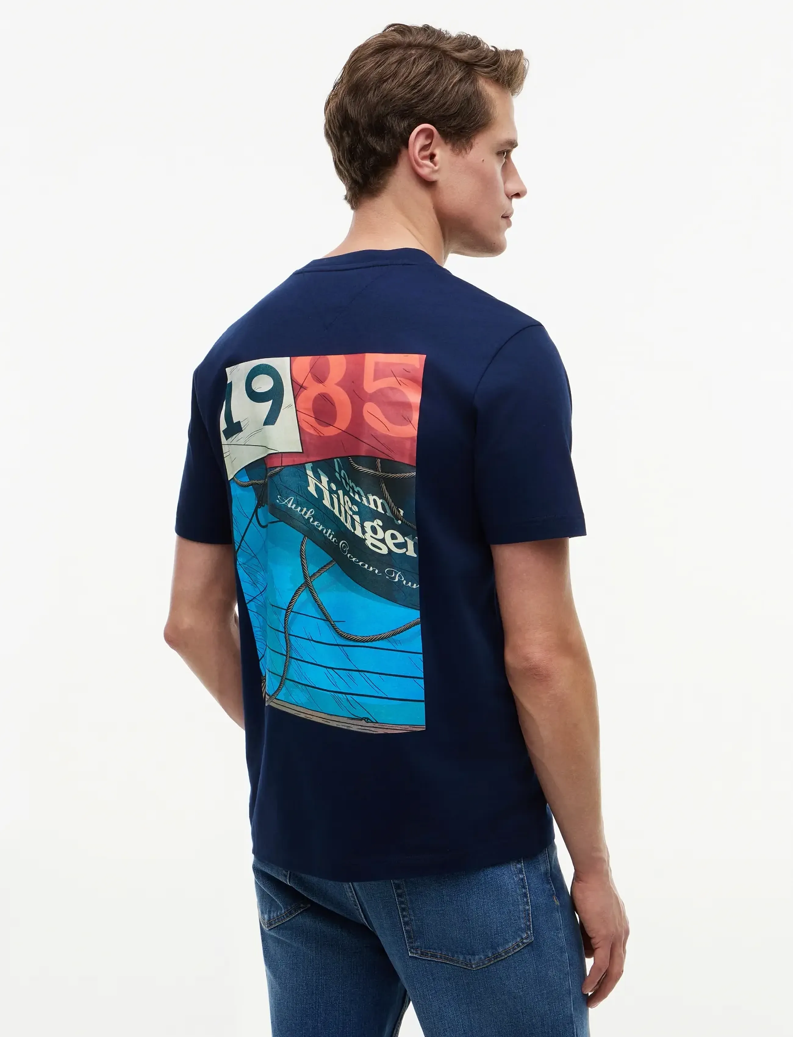 Tommy Hilfiger - NAUTICAL BACK PHOTO REGULAR TEE - kortærmede t-shirts - carbon navy - 2