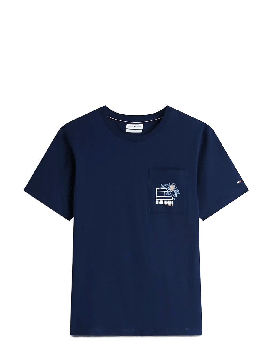 Tommy Hilfiger - SUMMER FLORAL GRAPHIC POCKET TEE - kurzärmelige t-shirts - carbon navy - 1